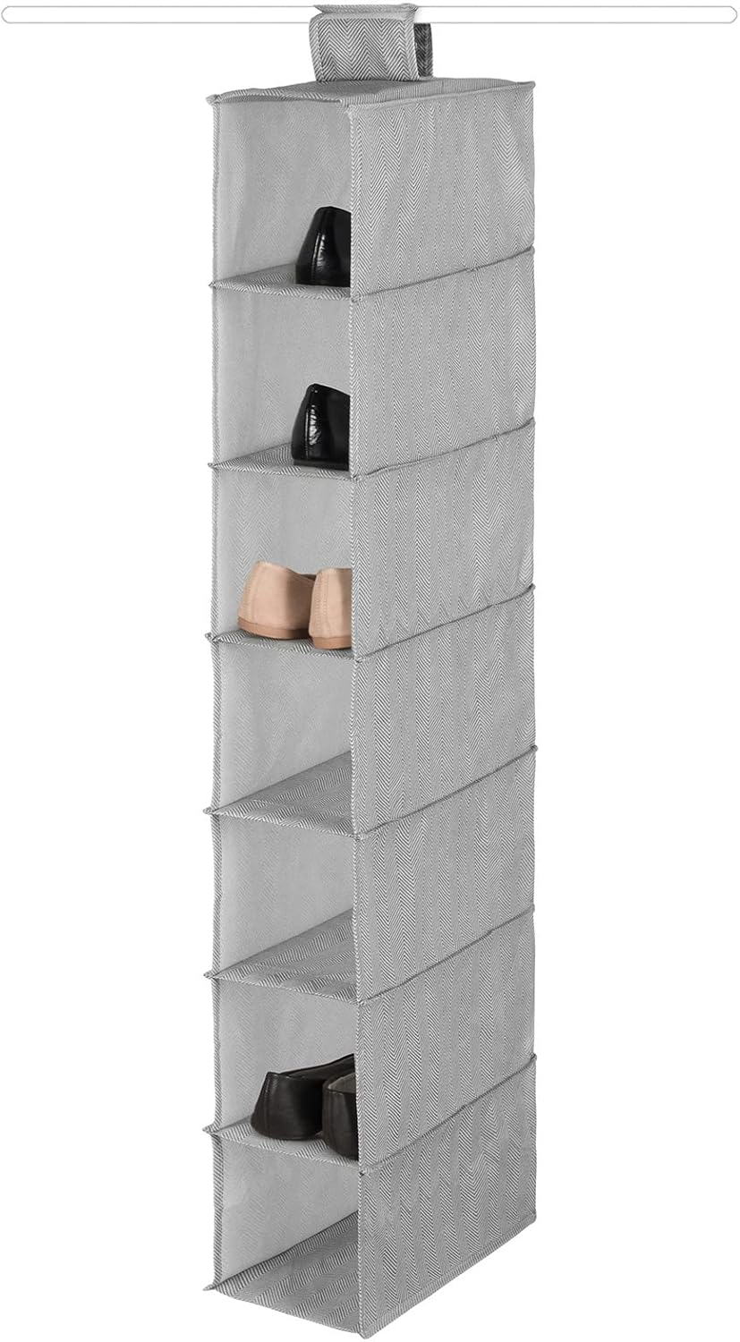 Compactor Hanging Organiser for Shoes and Clothing, 7 Compartments, Velcro Fastening, Supports up to 6Kg, Grey/White, Boston Range, 15 X 30 X H105 Cm, RAN10167 image number 3