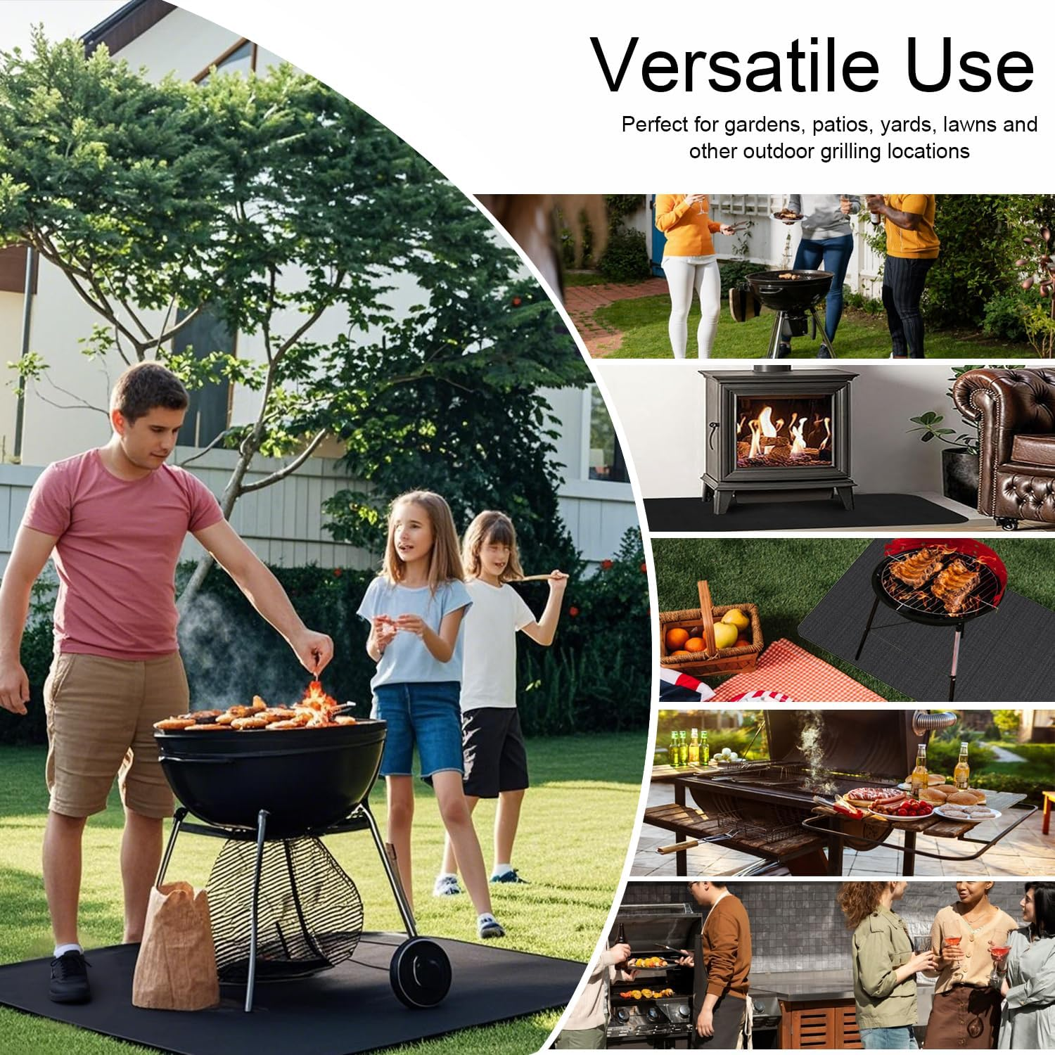 193X120 Cm Fireproof Grill Mat Double-Sided Heavy Duty BBQ Mat for Outdoor Use, Oil & Waterproof Deck Protector for Patio, Fire Pit, Indoor Fireplace image number 4