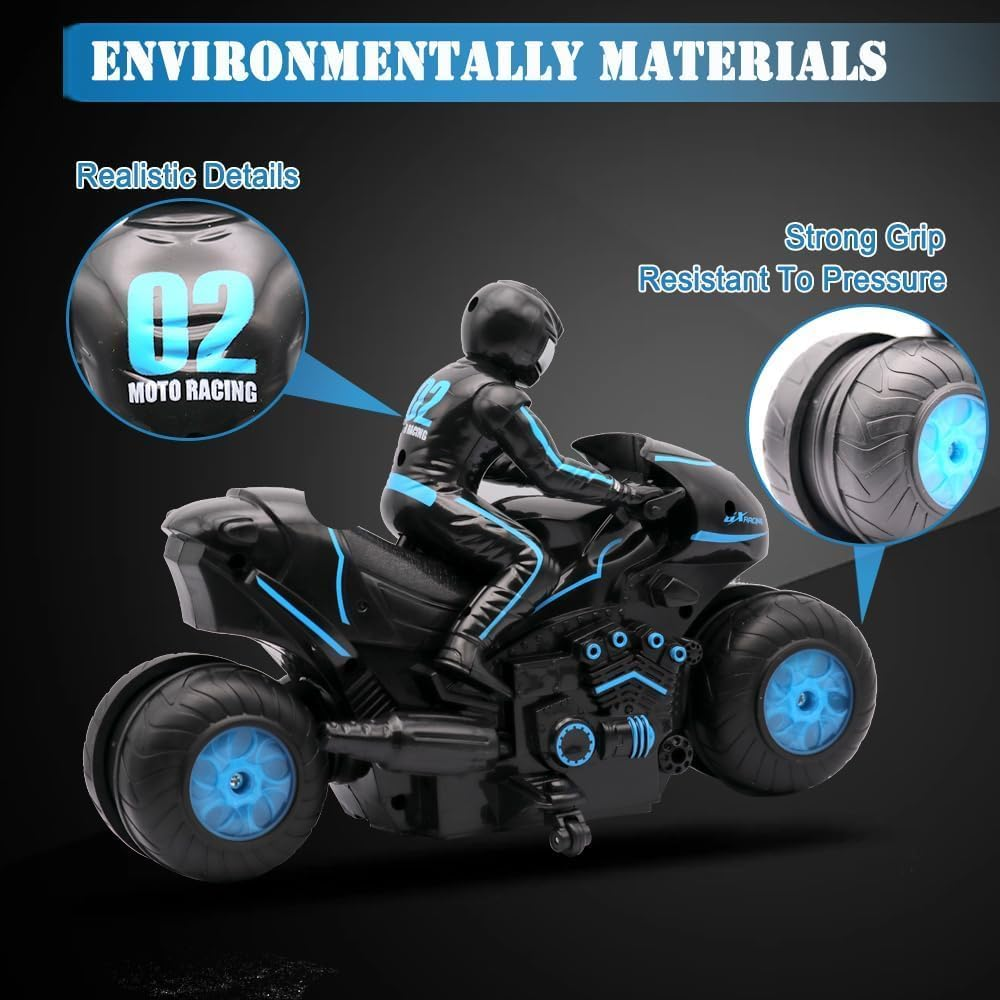 B-Qtech RC Motorcycle, 2.4G Kids Remote Control Motorcycle Children'S Stunt Spinning Toy Car, 360&deg;Rotating Motorcycle, Air Gesture Car Off-Road 2.4Ghz High Speed Rotation Drift image number 1