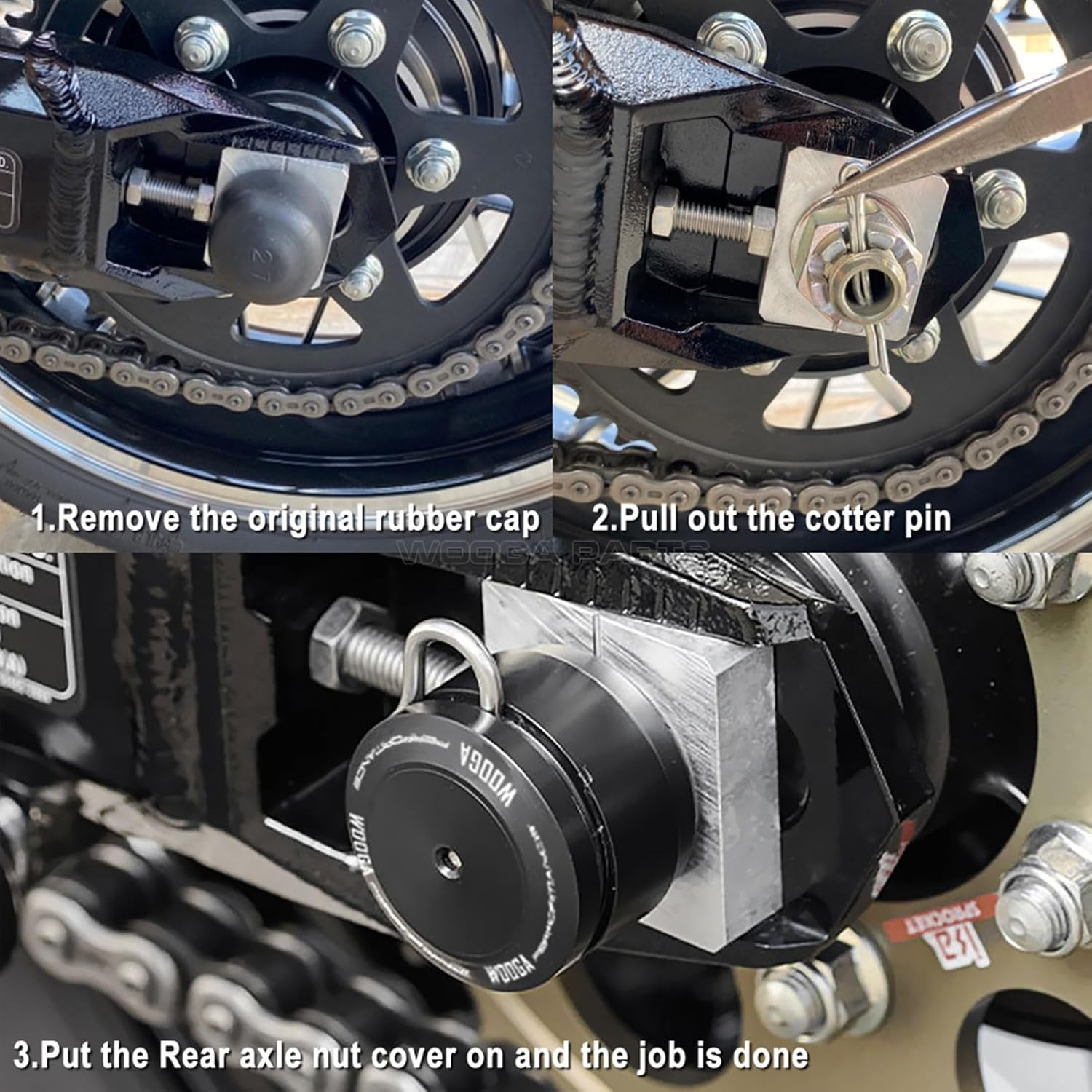 WOOGA Rear Axle Nut Sliders Cover Fit for Ka&Wa&Sa&Ki Z900RS SE CAFE Z 900 RS 2018 2019 2020 2021 2022 2023 2024 Axle Cap Swingarm Nut Protector Z 900 RS (Black) image number 2