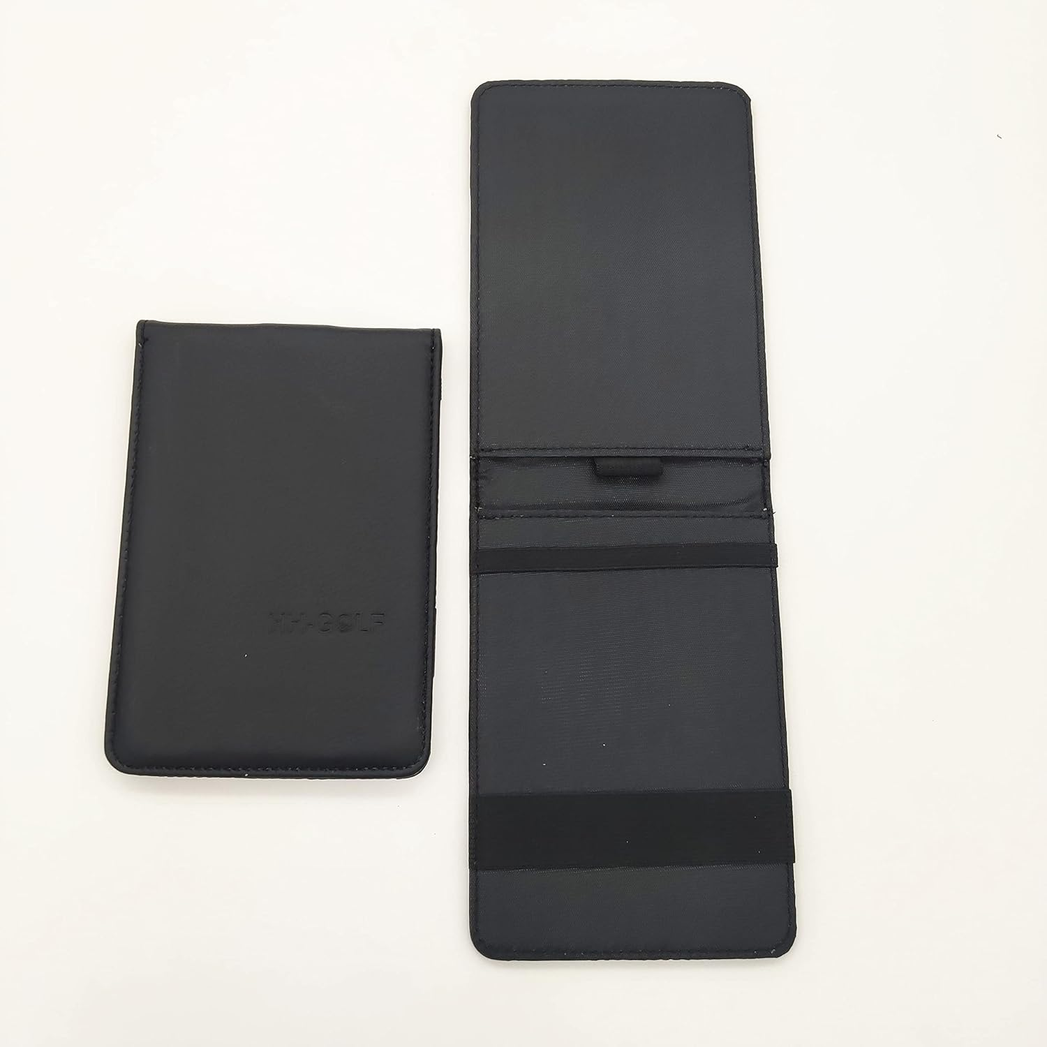 HH-GOLF Golf Scorecard Holder, Black Synthetic Leather Golf Card and Pencil Holder, Deluxe Pocket Golf Yardage Books Golf Gift image number 2