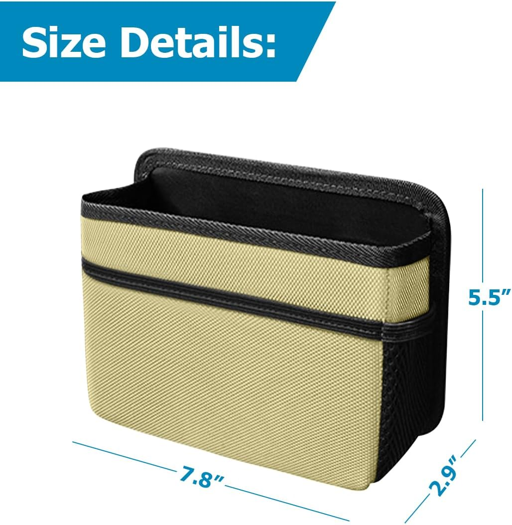 Mandark Car Trash Can, Foldable Mini Vehicle Trash Bin Garbage Organizer Holder, Waterproof Automotive Interior Hanging Dustbin Storage Bag Container Accessories, Universal for Most Cars (Beige) - Beige image number 5