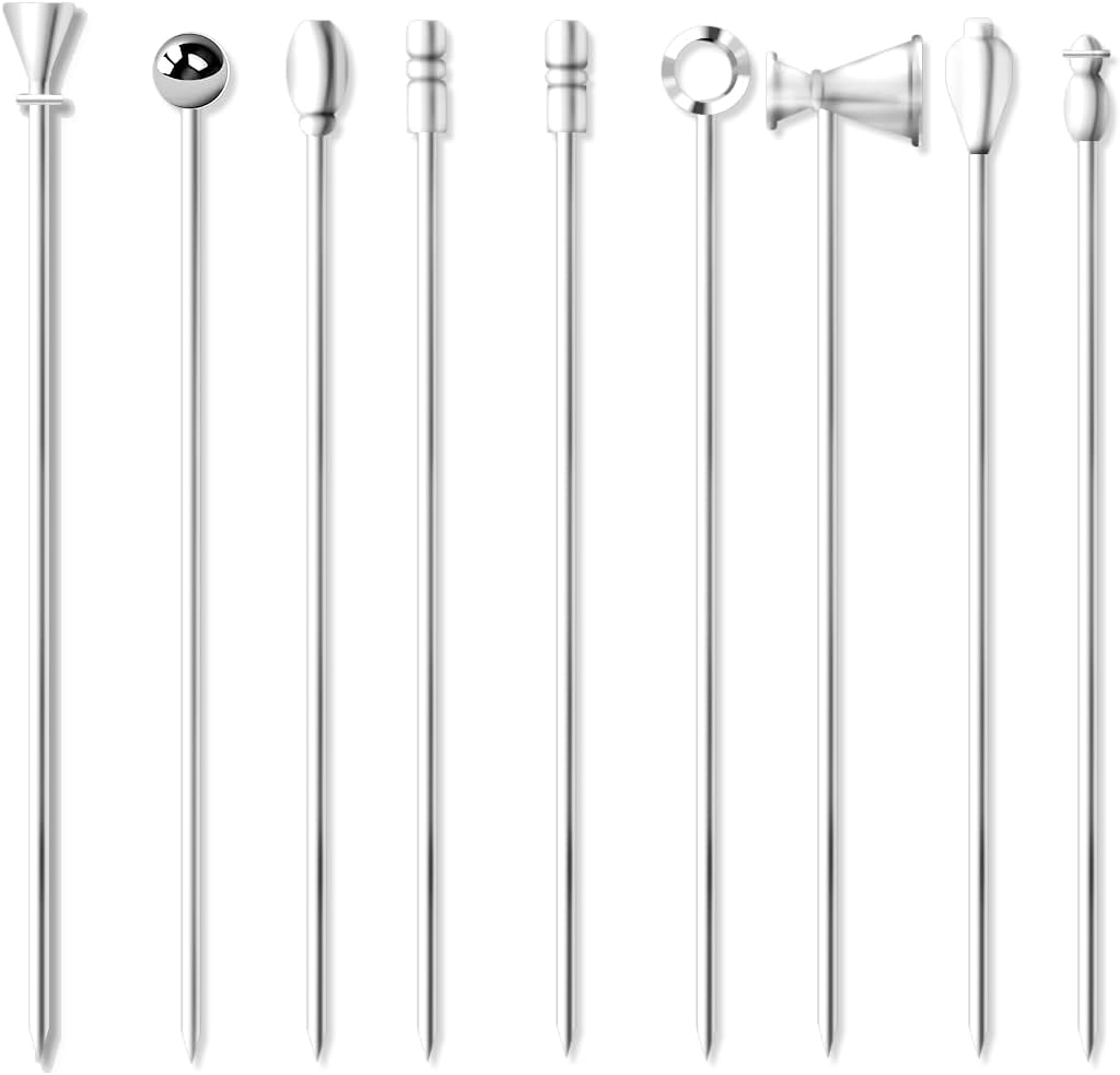BEZANU Drink Sticks, 10 PCS Metal Cocktail Picks for Appetizers, Fruits, Snacks (11Cm/4.33In) image number 2