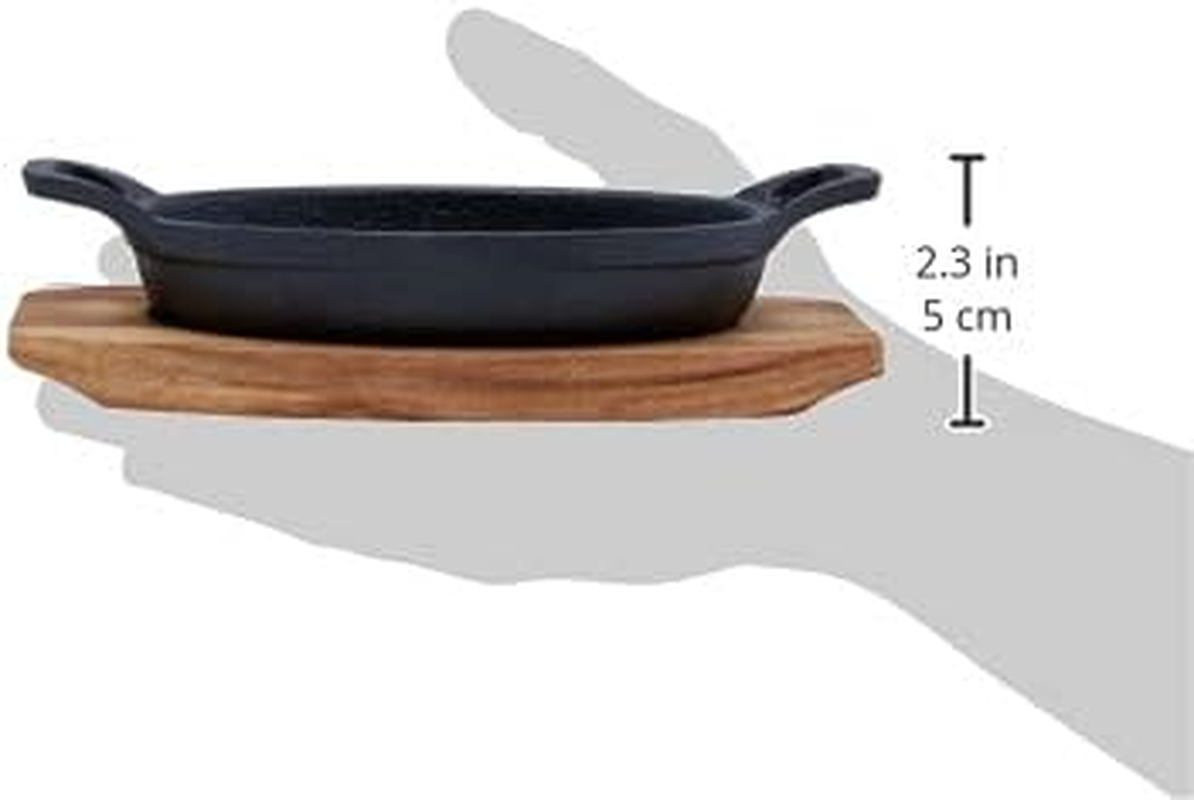 Pyrolux Pyrocast Oval Gratin, 15.5 X 10 Cm with Maple Tray, Black