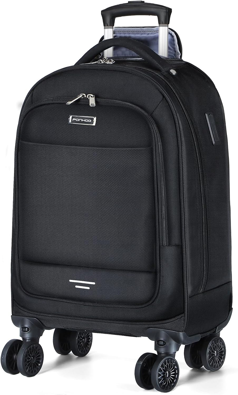 Ponhog Rolling Backpack with 4 Wheels, 15.6 Inch Travel Laptop Backpack for Women Men, Water Resistant Roller with USB Charging Port, Airline Approved Wheeled Work Bag, Black image number 2