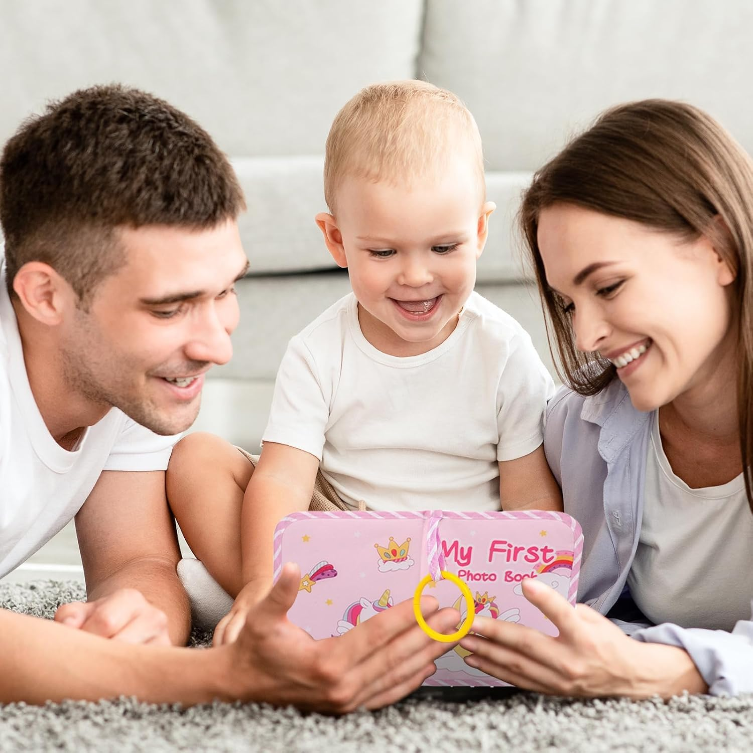 LALAASHHOP Soft Cloth Baby Photo Albums, Holds 17 4X6 Photos, Perfect for Newborn Toddler Memories, 1 Year Old Girl Boy Gifts Baby Shower Gifts (Pink Unicorn) image number 1