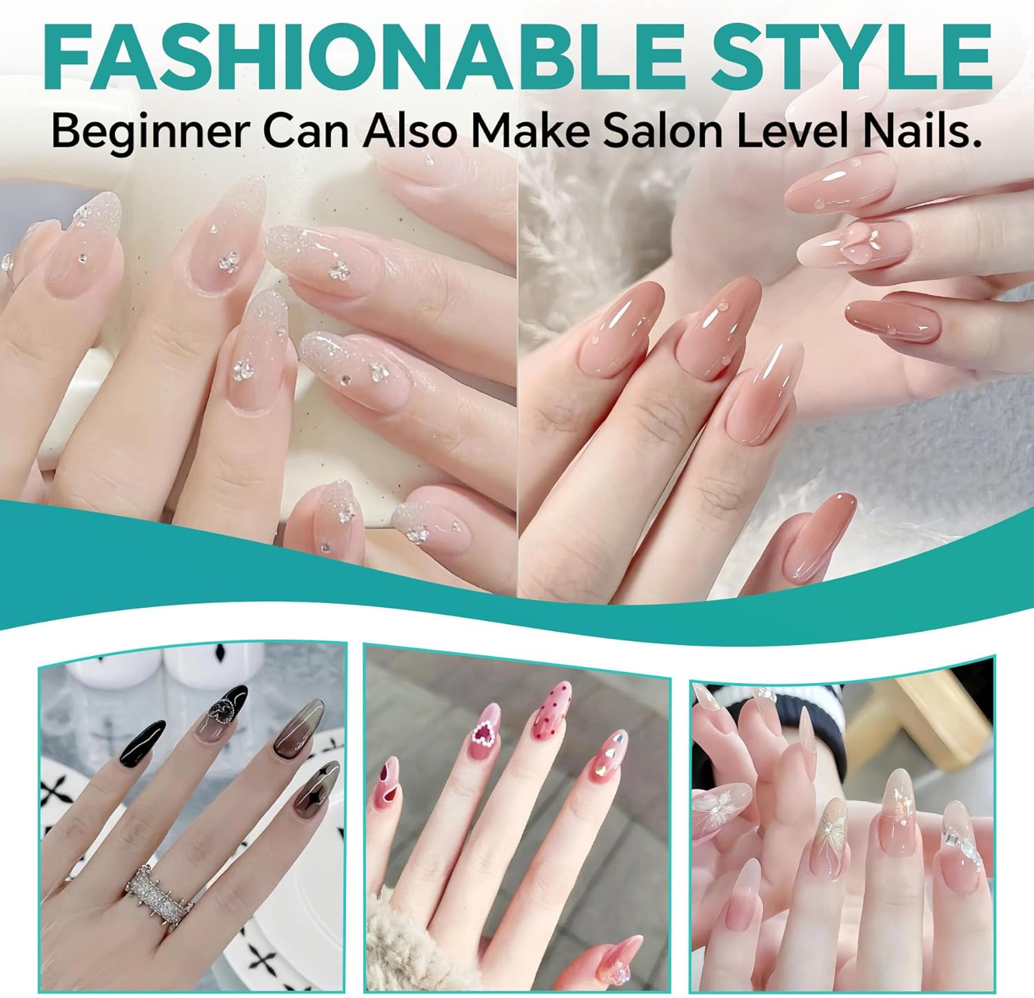 BREENHILL Full Cover False Nail Tips, Short Almond Gel Tips for Nail Extension, 12 Sizes, Nail Salon, 103 - Medium Coffin 102 image number 2