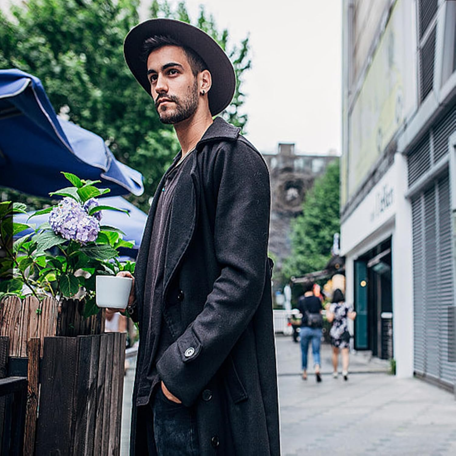 HEYANN Classic Wide Brim Fedora Hat Men Women Wool Felt Fedora Jazz Hat Retro Panama Fedora Hats Gentleman Jazz Cap with Belt Buckle for Beach Party image number 3