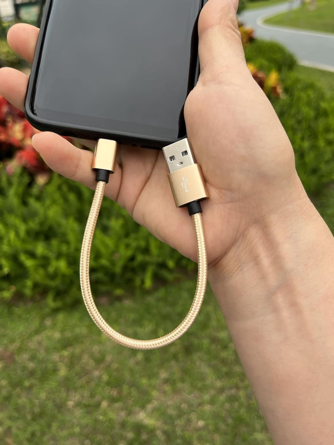 Short USB C Cable [4-Pack 20Cm], SUMPK 3A Fast Charging USB 2.0 Data Transfer to Type C Phone Charger Cord Nylon Braided Compatible with Charging Station image number 6