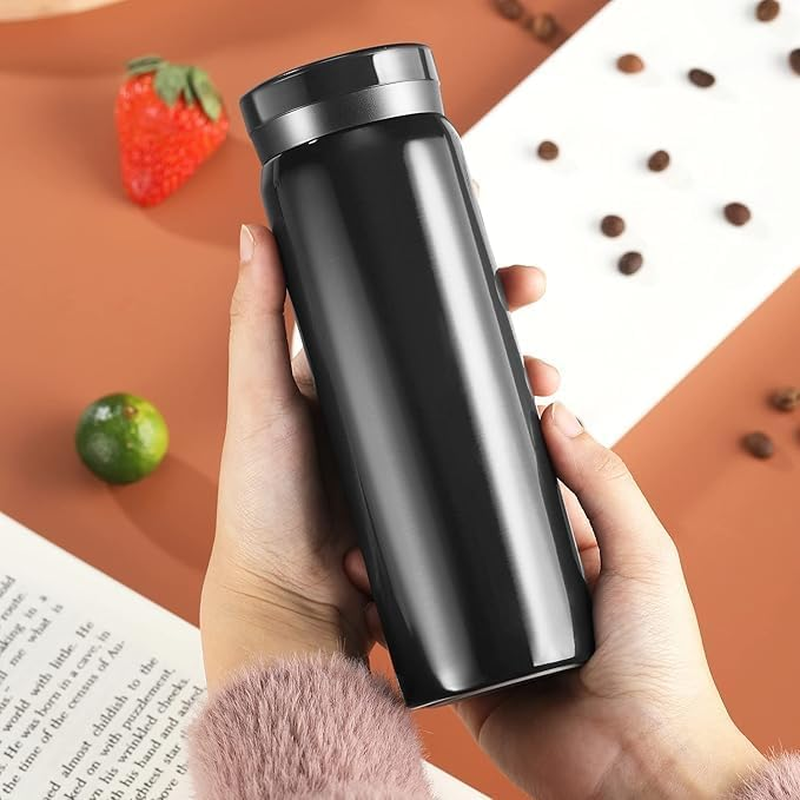 Small Vacuum Insulated Stainless Steel Water Bottle, 1Pc Mini Water Bottle Stainless Steel Small Flask, 7Oz (200Ml), Leak Proof, Keeps Water Hot for Home or Office, Black image number 6