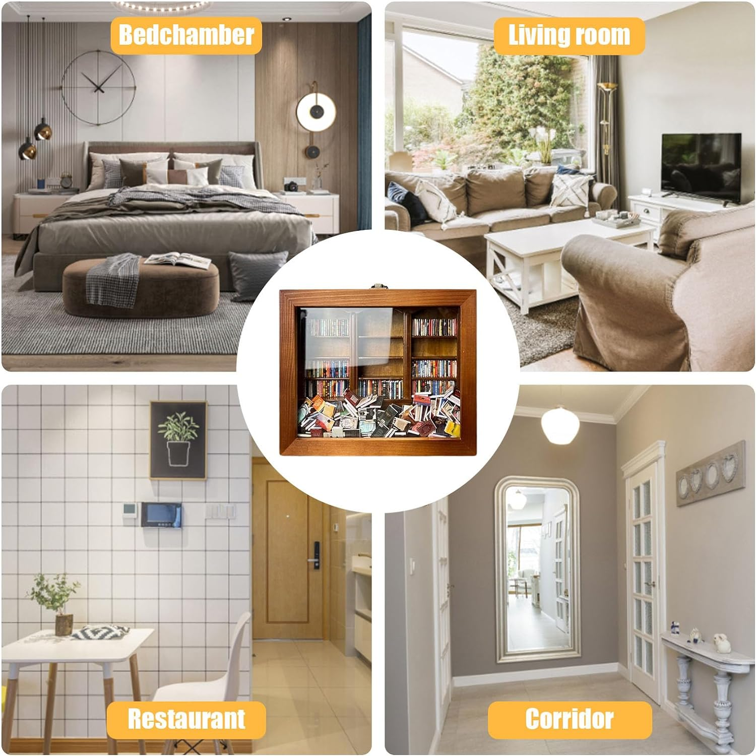 Shake Away Your An-Xiety Miniature Bookshelf, Mini-Book Match Boxes Display Case Cabinet, Wooden Bookcase Desktop Ornament, Creative Anti-An-Xiety Toy, Gifts for Book Lovers, 2023 Christmas Home Decor image number 2