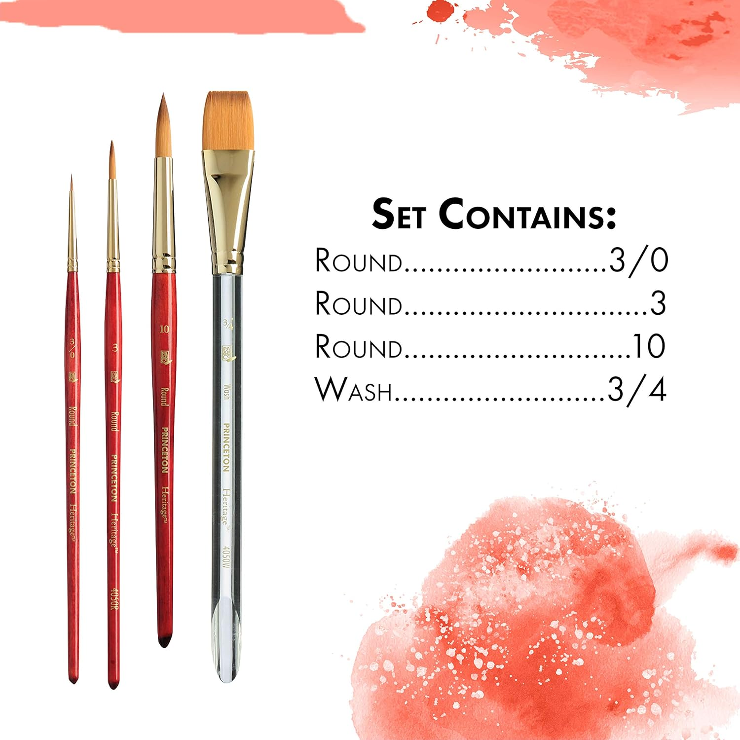 Princeton Heritage Synthetic Bristles Short Handle Professinal Paint Brush (Set of 4) image number 2