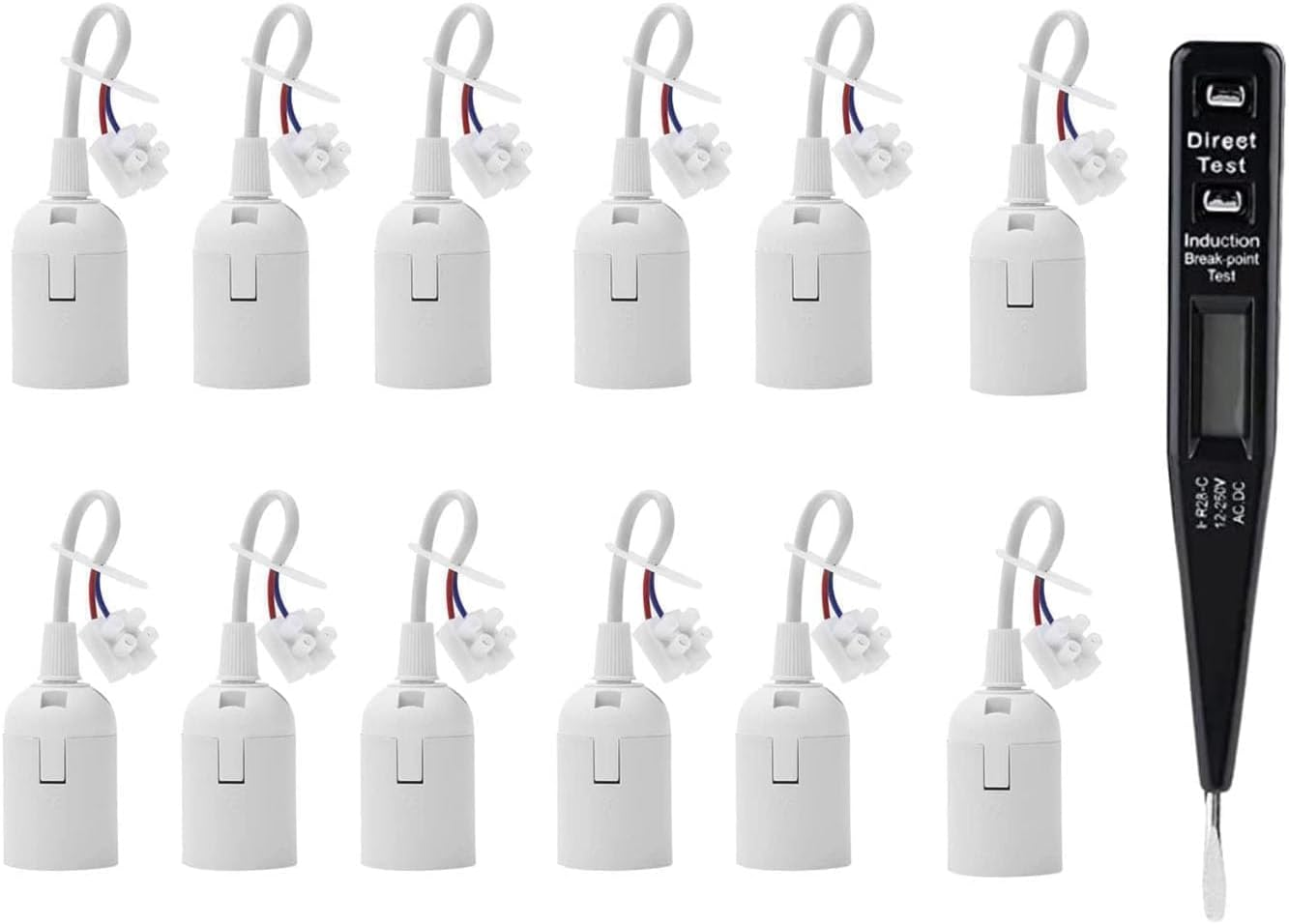 Kjzeex 12 Piece Lamp Holder Set E27, 1 Piece Voltage Tester for Lamp Assembly, Workshop Equipment and DIY Projects image number 3