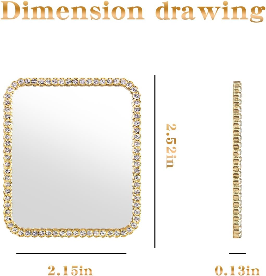 Bling Mirror Decal for Phone Case Phone Charm, Slim Design, Travel Acrylic Mirror Sticker Stick on Back of Phone Charm (Square) Gold image number 3