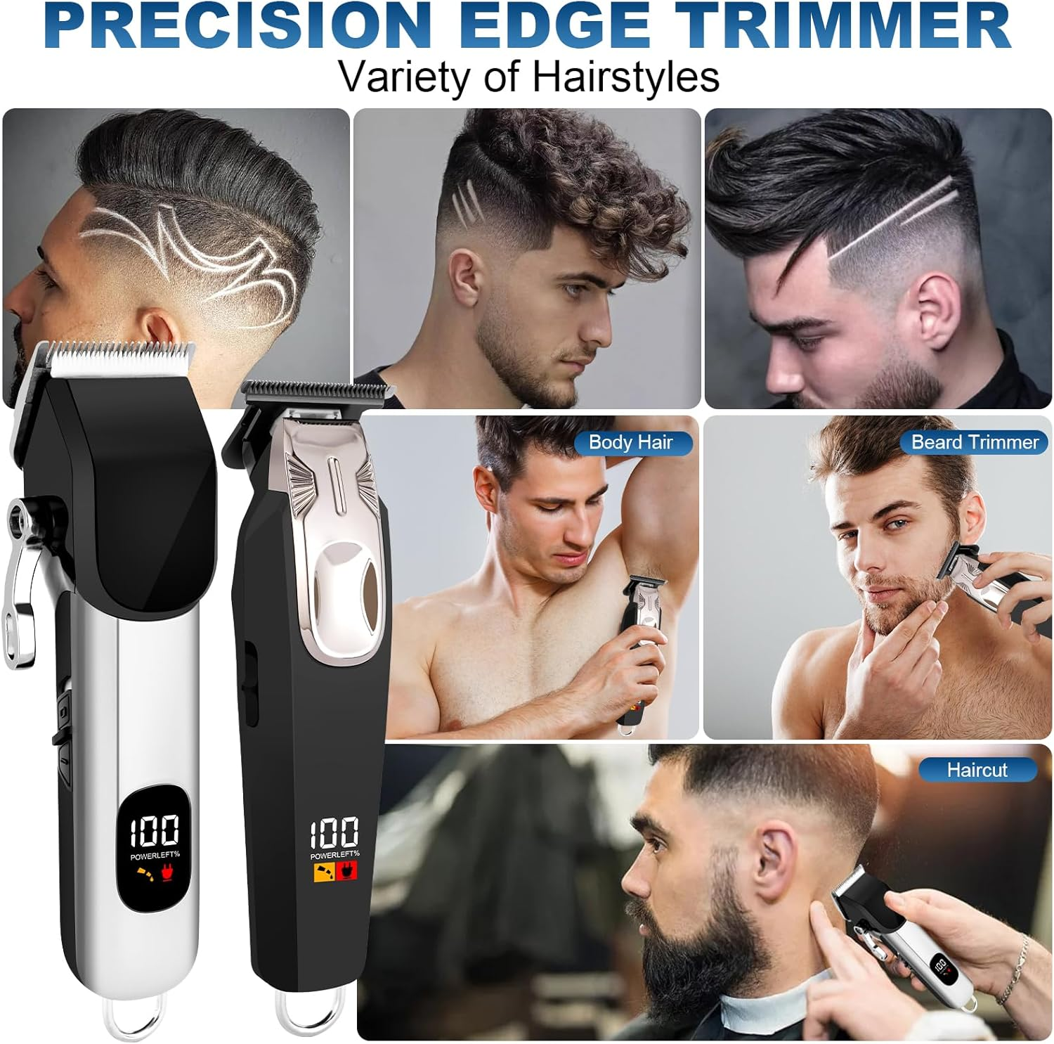 Evavii Professional Hair Trimmer, Hair Trimmer, Wireless, Strong Drive, Rechargeable, Beard Trimmer, Hair Trimmer, Men'S T-Blade Trimmer, Razor, Precision Trimmer, Care Set for Men, Waterproof image number 6