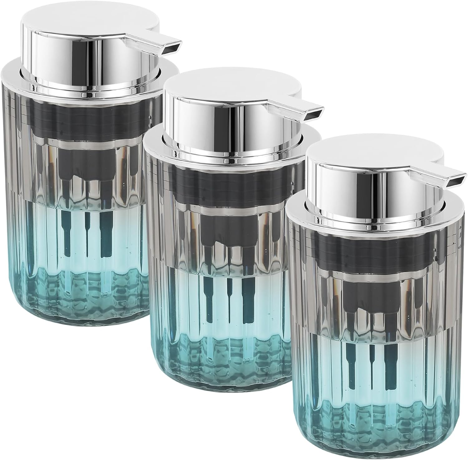 ZFLYCANP 3 Pcs Foaming Hand Soap Dispenser with Plastic Pump, Stylish Hand Soap Pump Dispenser, Refillable Pump Bottle Dispenser for Bathroom Kitchen Countertop image number 2