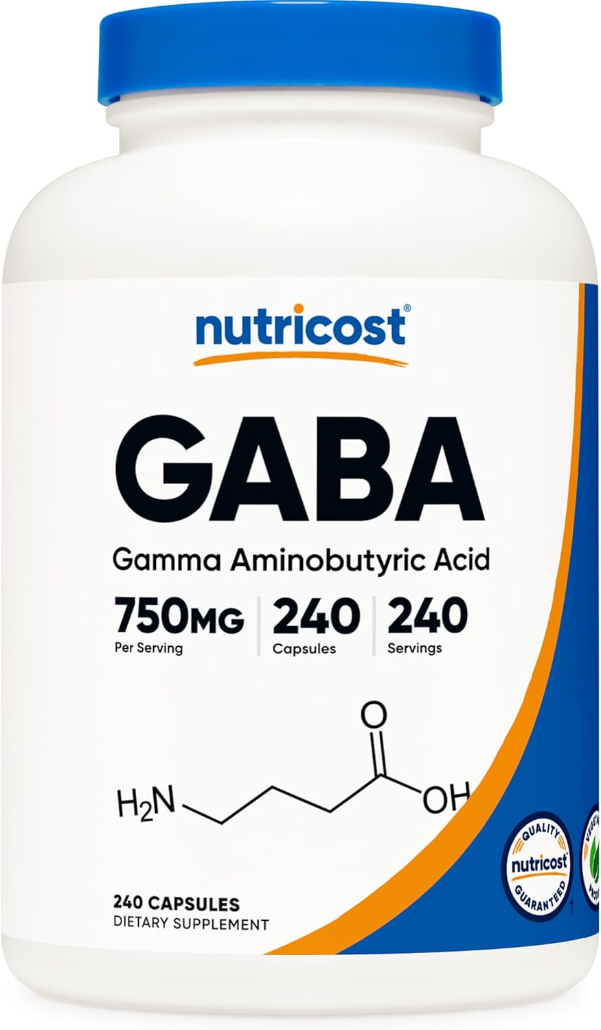 Nutricost GABA (Gamma Aminobutyric Acid) 750Mg, 240 Capsules - Non-Gmo, Gluten Free