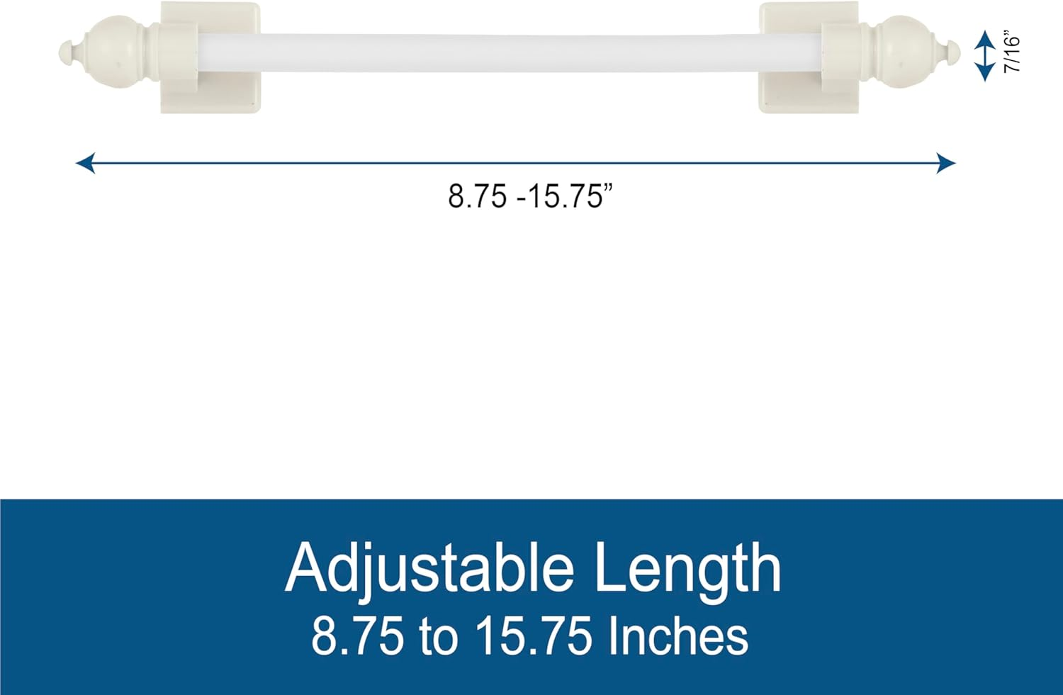 Kenney KN40345 Petite Sidelight Magnetic Rods, 8.75 to 15.75-Inch, White, Twin Pack image number 4