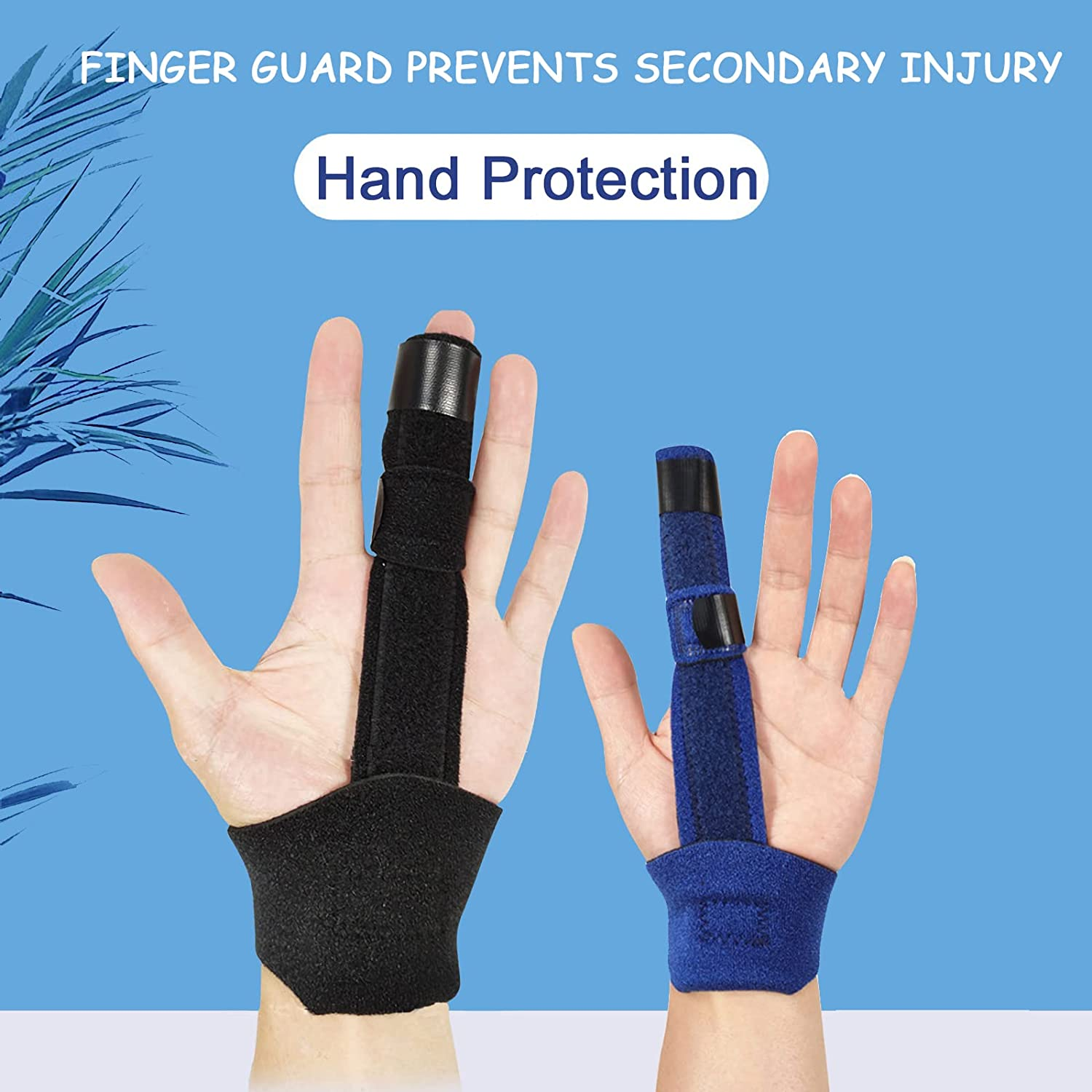 Threeh 2 Pack Finger Splints for Trigger Fracture Built-In Aluminum Compression Recovery Straightening Immobilizer Treatment Strip Arthritis Sprain Displacement SJ49 image number 2