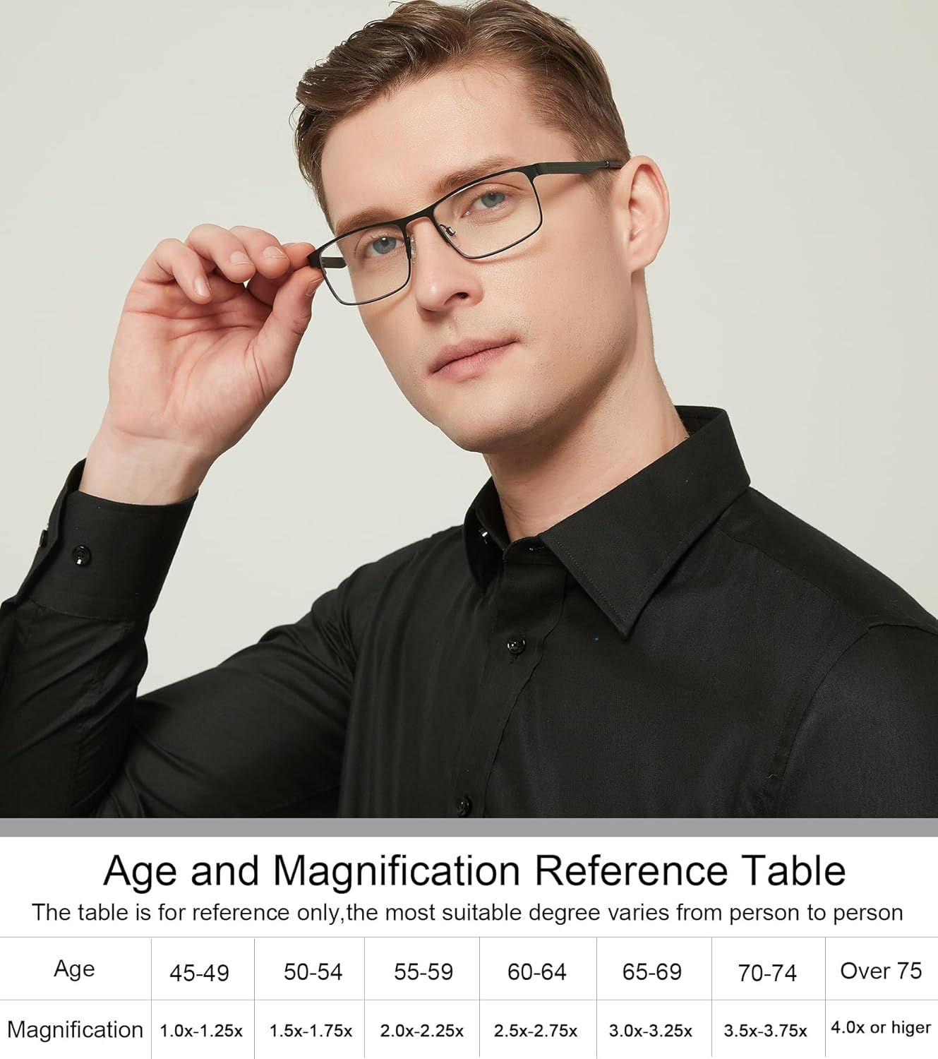 3 Pack Reading Glasses for Men Blue Light Blocking with Spring Hinge,Stylish Metal Full Frame Computer Readers image number 5