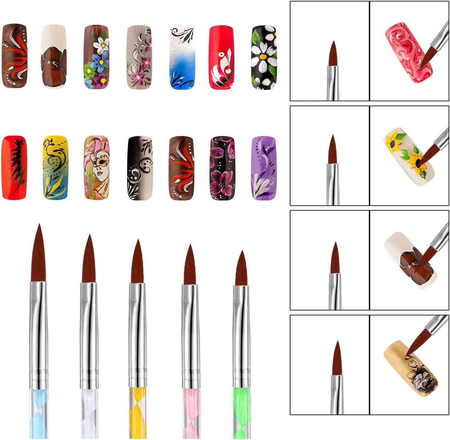 5 Pieces Nail Painting Brushes UV Nails Art Drawing Builder Pen Brush image number 2