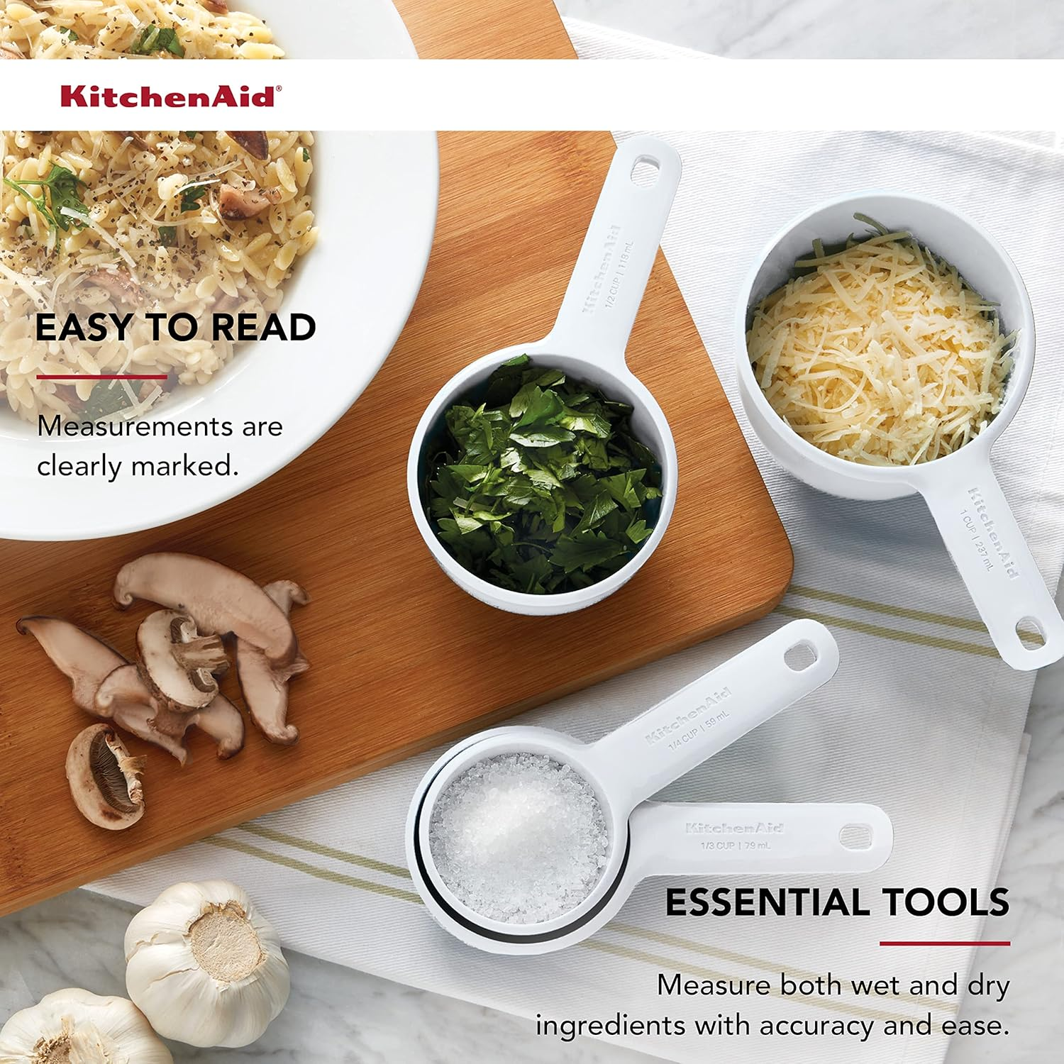 Kitchenaid Measuring Cups, Set of 4, White image number 4