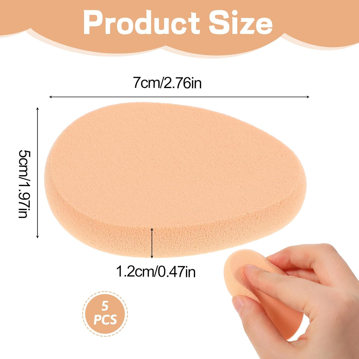 5 PCS Flat Makeup Sponges for Foundation, Smooth Foundation Sponge, Beige Cushion Foundation Puff, Beauty Blender Make up Sponges for Professional Makeup image number 5