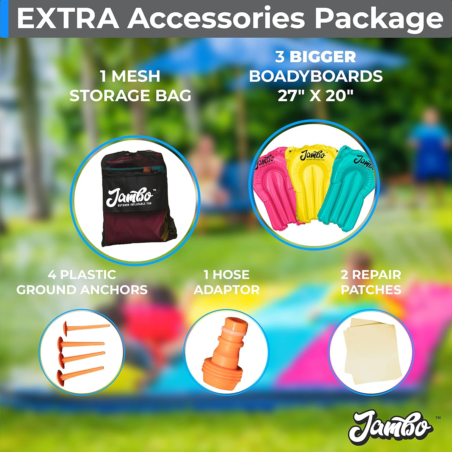 Jambo Triple Lane Slip Splash and Slide (Summer Vibes, 20' Foot) image number 6