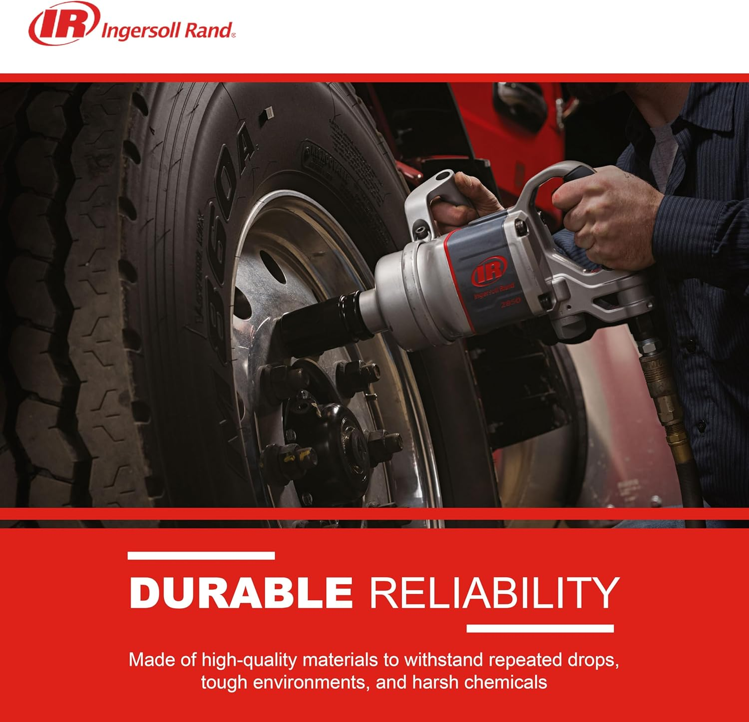 Ingersoll Rand 2850MAX 1&rdquo; Drive Air Impact Wrench, Powerful Vehicle Repair Torque Output up to 2,100 Ft/Lbs, Lightweight, D Handle, Steel Core, Gray image number 6