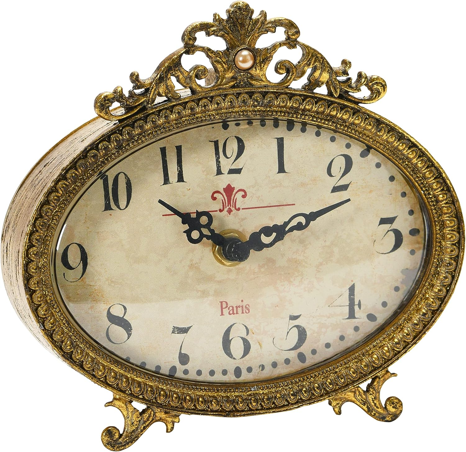 Creative Co-Op Distressed Pewter, Cream Mantel Clock