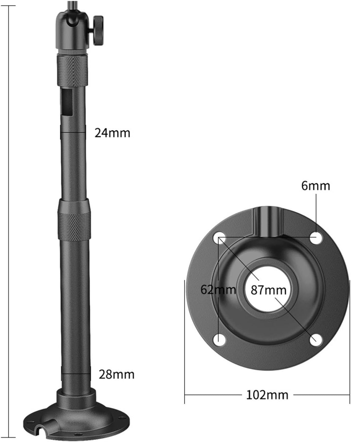 Baotyjie Ceiling Mount for Projector Adjustable Cable Routing with Telescopic Tube Metal Bracket for Home Living Room Office Bedroom, 40 to 80Cm image number 5