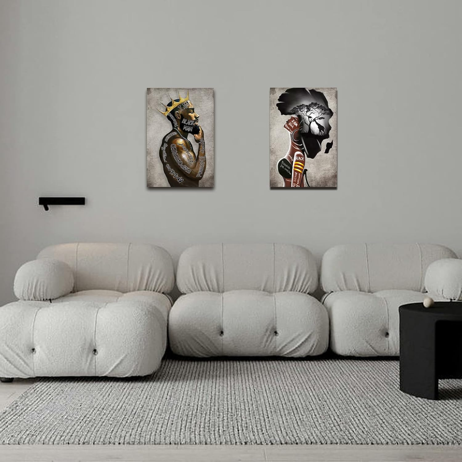 Framed Wall Art Prints Decor, African American Wall Art Black King Man and Women Coupleportrait Wall Art,Inspirational Afro Poster, Canvas Painting Decorate for Living Room, Bedroom (12"X16") image number 6