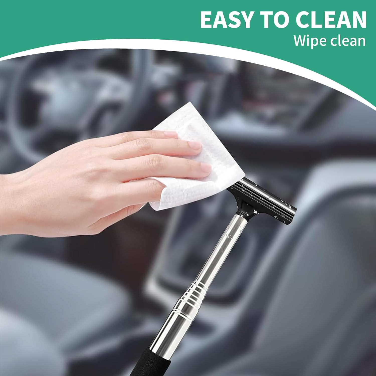 MAEZOE 2Pcs Car Mirror Squeegee with High Efficiency Water and Fog Removal Telescopic Portable Stainless Steel Ideal for Rainy Foggy Driving Perfect for Drivers and Car Enthusiasts image number 6
