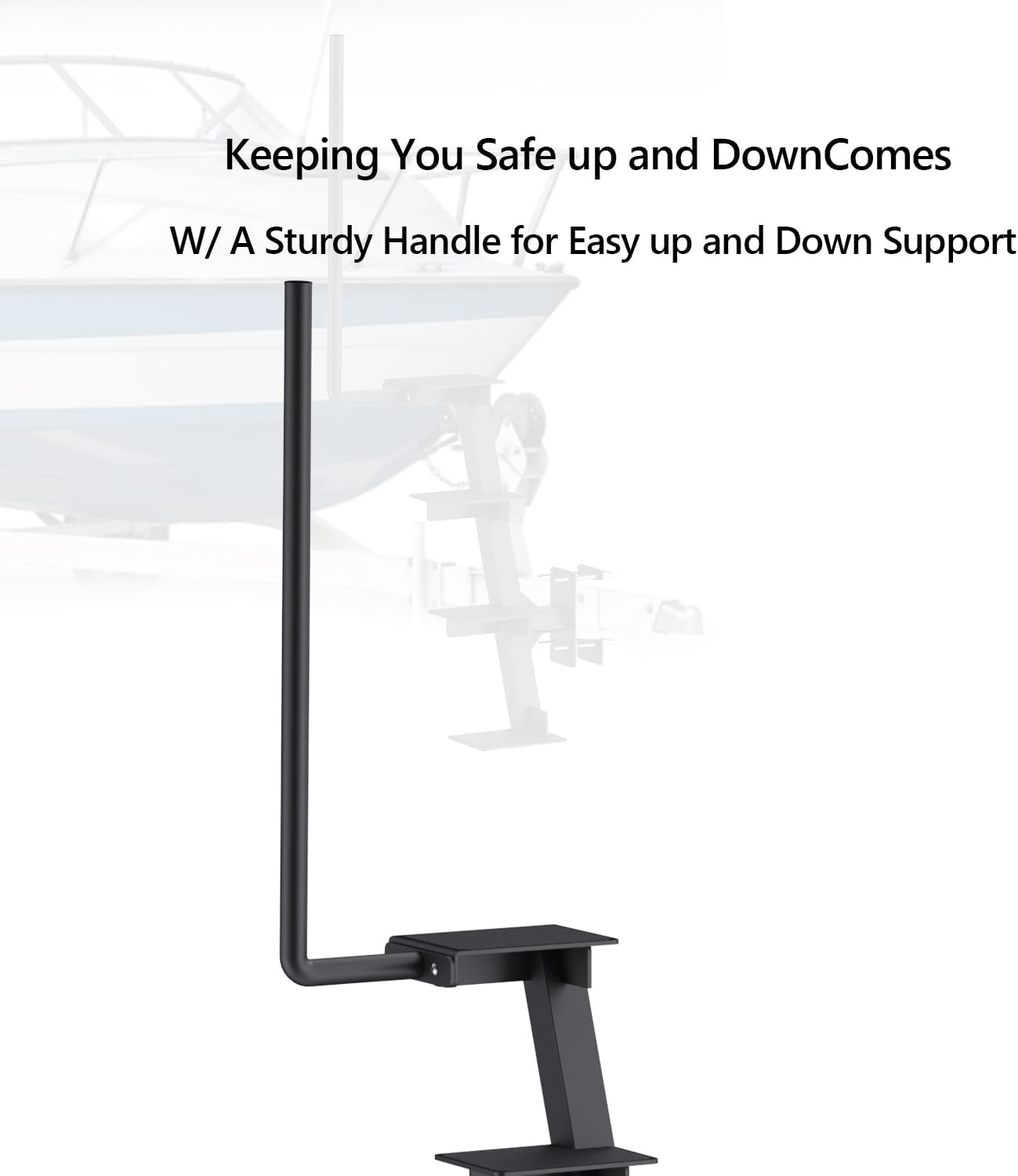 Trailer Steps with Handle, Four-Step Universal Boat Trailer Steps, Suitable for Various Types of Boat Trailer Frames, Black Heavy-Duty Trailer Step image number 2