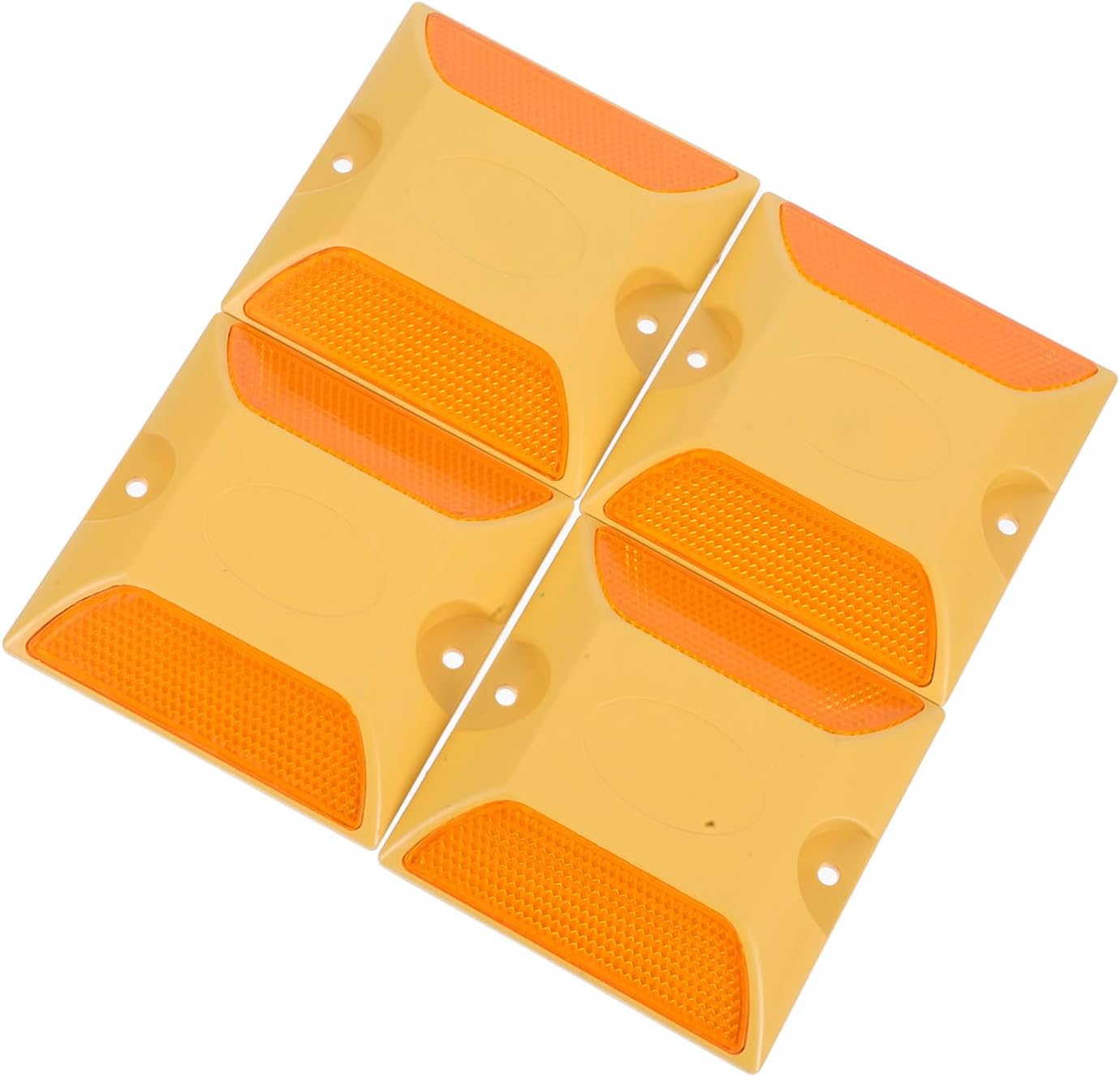 4 Pcs Yellow Dual-Sided Reflective Road Studs Abs Raised Pavement Markers for Driveway Entrance Night Visibility Car Safety Markers Outdoor Highway Reflectors image number 6