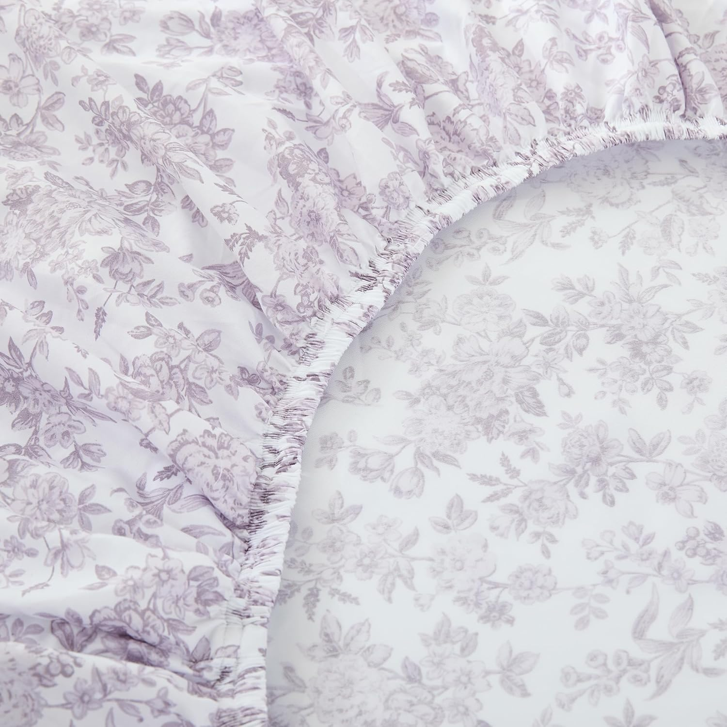 Lush Decor Peony Toile Sheet Set 6 Piece Set Queen Mauve - Floral Sheets - Flower Bed Sheets - Purple Bedding - Coquette Decor image number 1