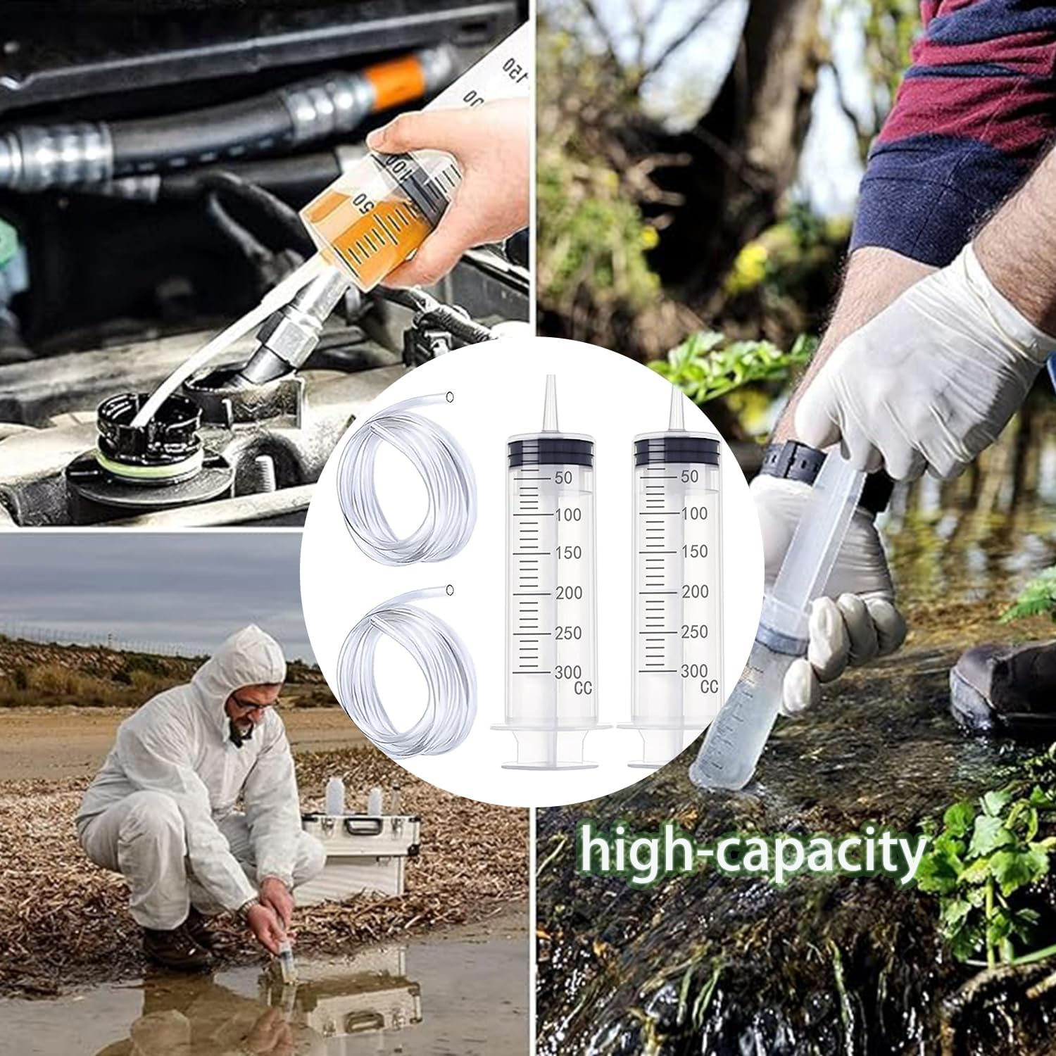 Two Sets of 300ML Large Syringes with 100Cm Tubes - Reusable Plastic Ruhr Lock Syringes for Liquid Measurement, Laboratory, Garden, Pet Feeding, and Oil Extraction image number 6