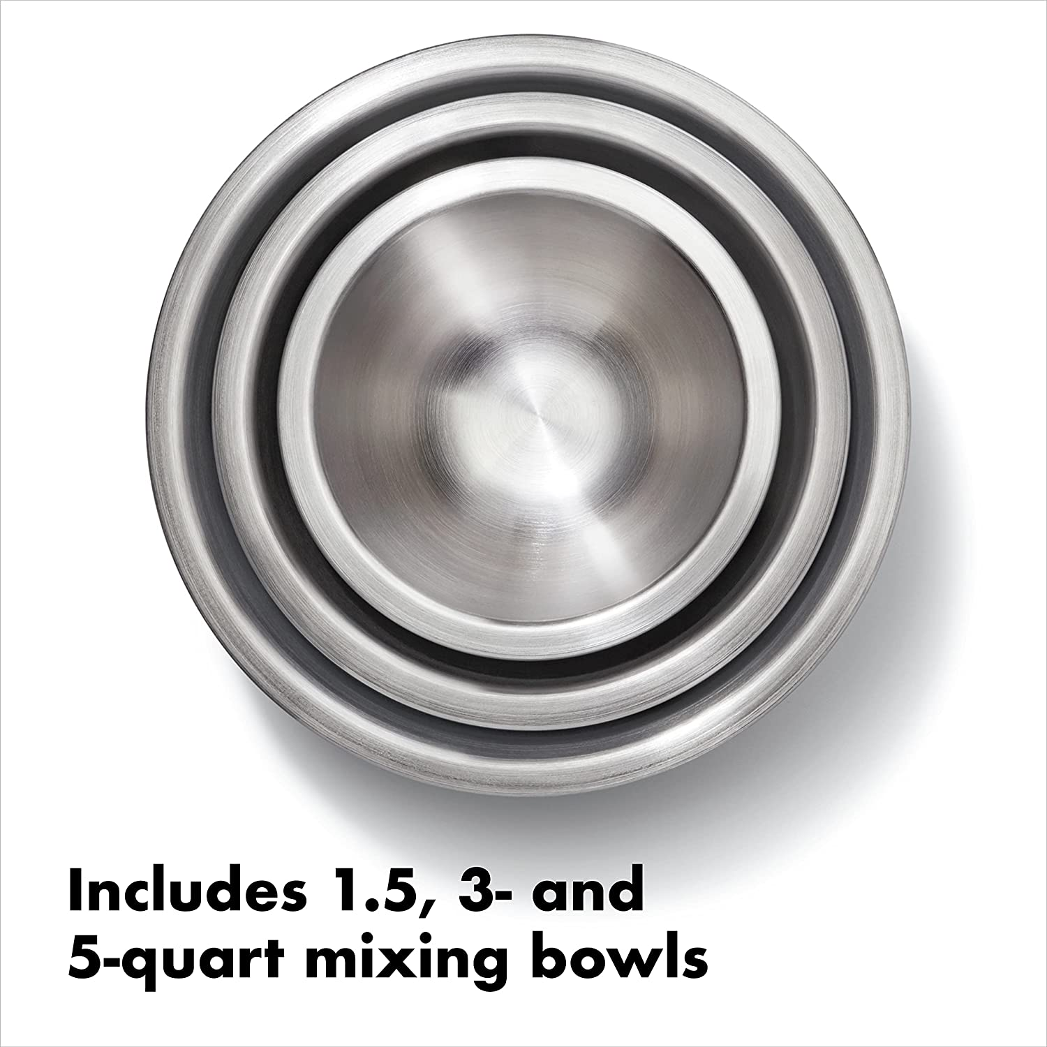 OXO Good Grips 3-Piece Stainless-Steel Mixing Bowl Set, White image number 2