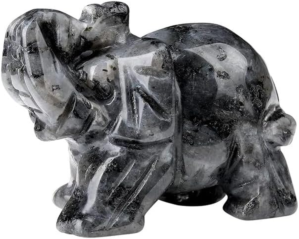 Squarezhenbo Elephant Ornament, Elephant Statue, Jade Stone Handcraft Natural Green Jade Stone Elephant Statue Decor Toys in Hand Home D&eacute;cor Accents Sculptures (Black)
