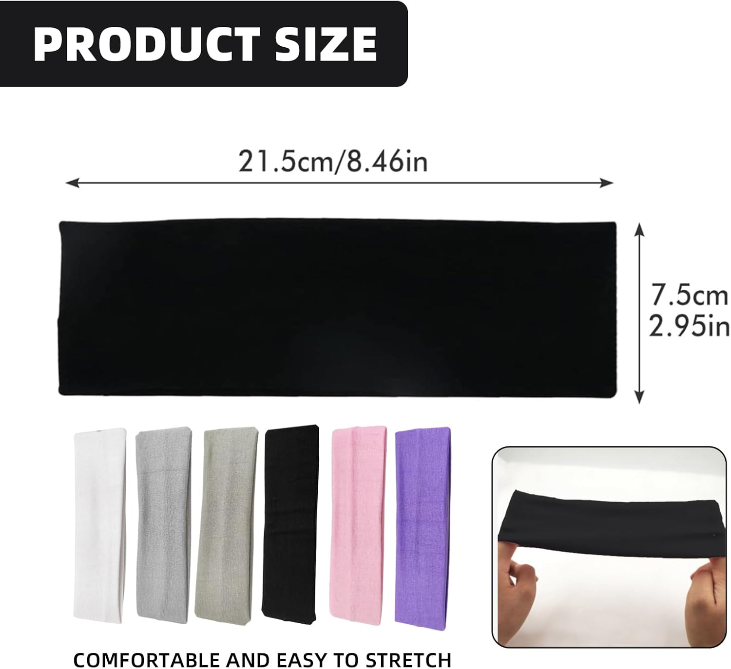 Pack of 6 Women'S Hair Bands, Elastic Headbands, Thin Sports Headbands, Yoga Headbands, Wide, Headband for Women, Band Wide Elastic, Hair Summer Hairband, Sporty Cotton Headband