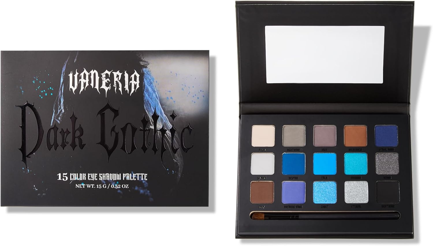 VANERIA Black Smokey Eye Shadow Palette,15 Colors Matte Glitter Metalli Eyeshadow Palette,Long Lasting Waterproof Pallete (Goth Red)