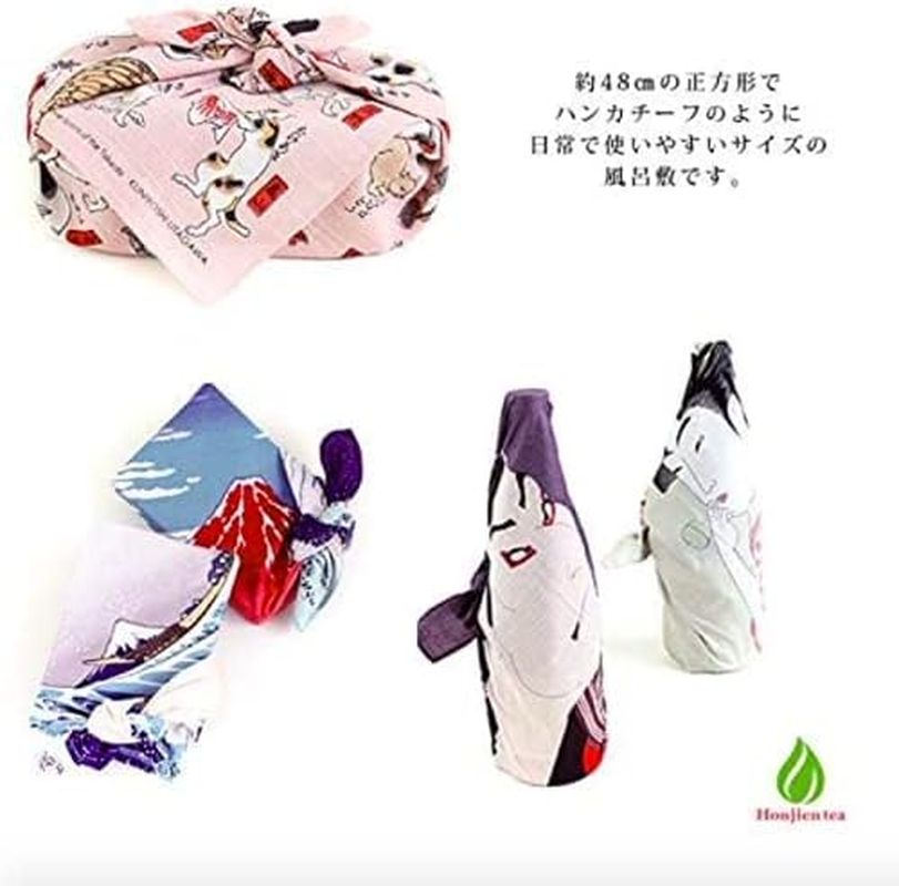 Honjien Furoshiki Traditional Japanese Fabric Wrapping - Ukiyo-E Art Motif, UTAMARO Kansei Three Beauties - Hokusai Red Mt. Fuji image number 4