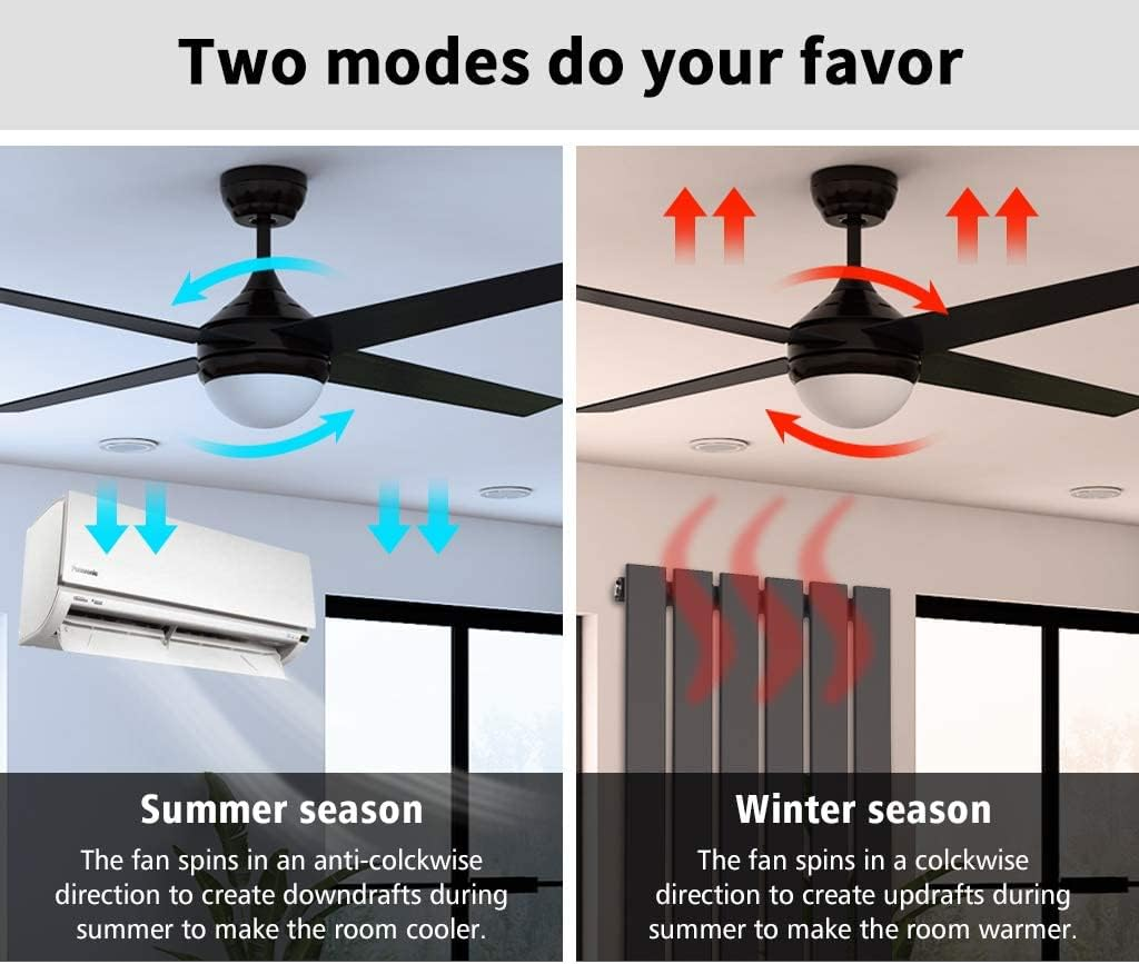 ELEGANT Ceiling Fan with LED Light,Remote Control,Ac Motor,48 Inch,3 Colors Temperature image number 1