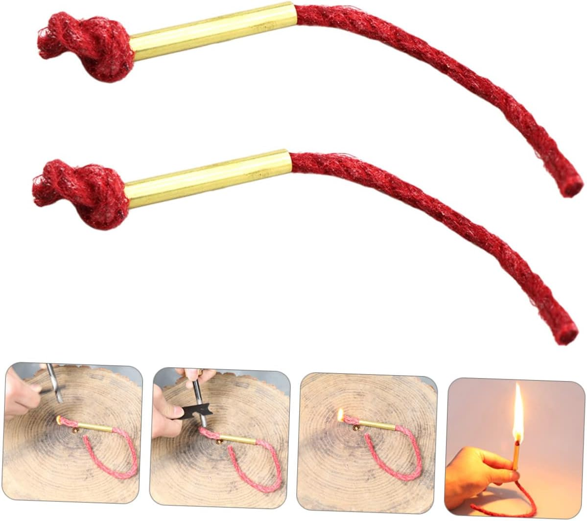 Outdoor Waxed Fire Rope with Aluminum Sleeve 3Pcs, Camping Emergency Fire Starter Wick Cord for Hiking and BBQ Survival image number 1