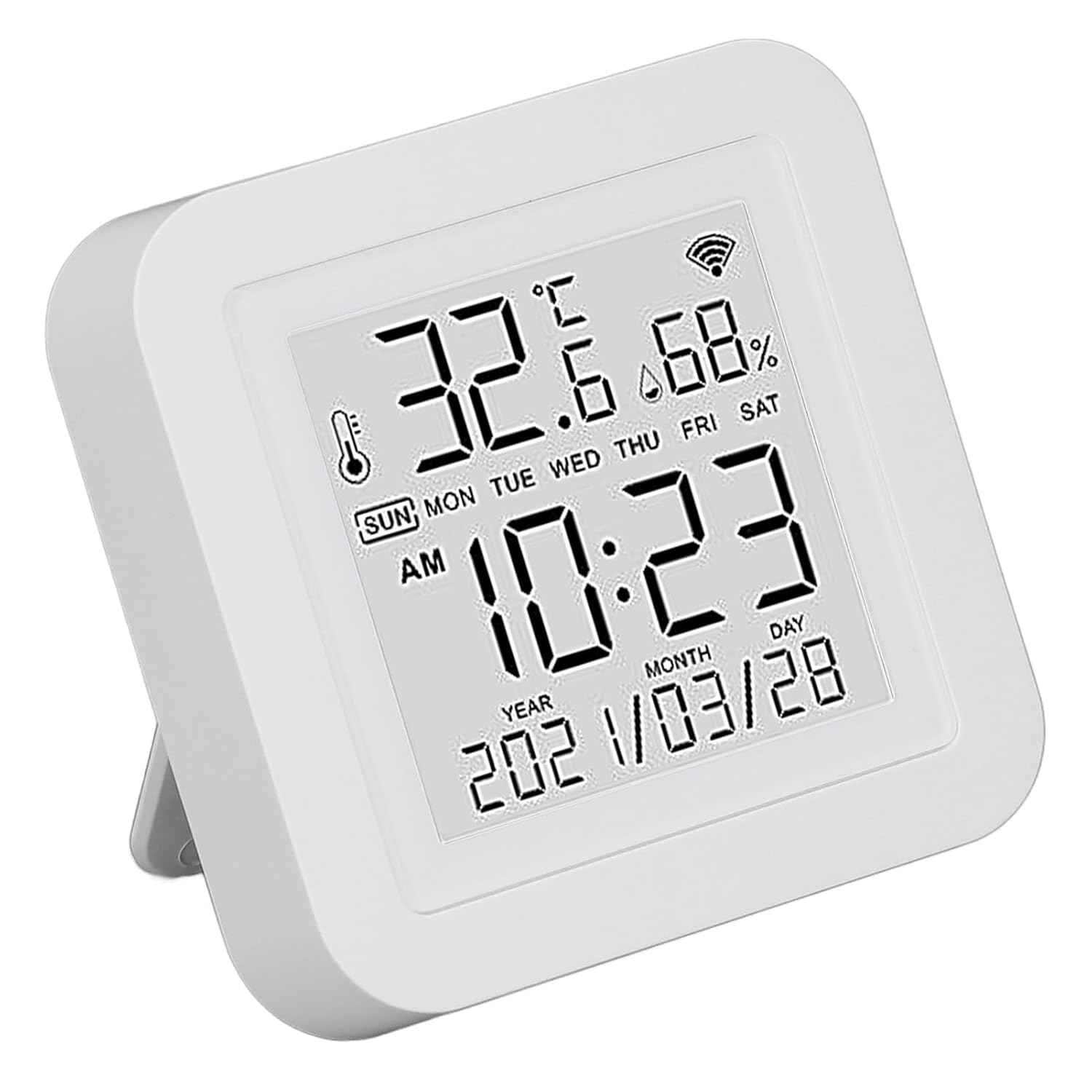 Diyeeni Hygrometer Indoor Humidity, Desktop Digital Thermometer with Temperature and Humidity Monitor, Accurate Gauge Room Thermometer with Clock image number 3