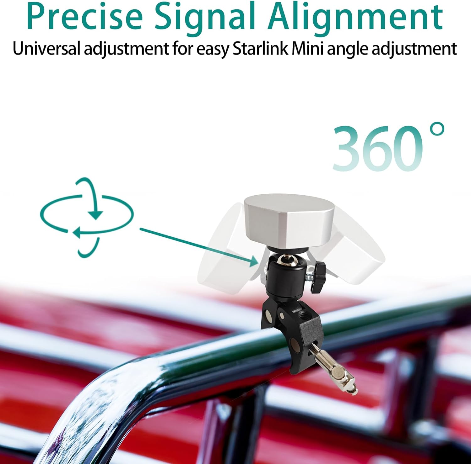 Starlink Mini Mount,Clamp Pole Mount Fits Rvs Yachts Go-Karts and Car Roof Racks，Adjustable Angle Starlink Mini Accessories Compatible with Original Pipe Adapter image number 2
