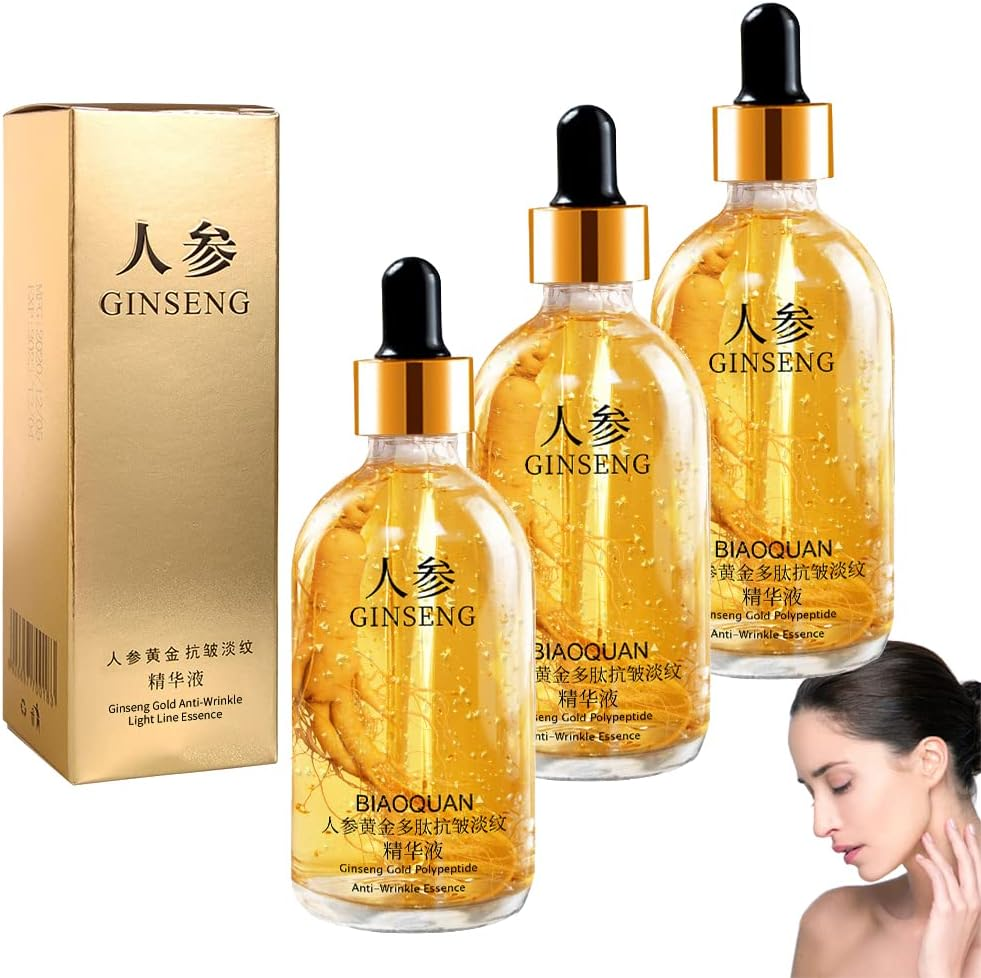 Ginseng Polypeptide Anti-Ageing Essence, Ginseng Gold Polypeptide Serum for Wrinkles and Sagging Skin, Hyaluronic Acid and Ginseng Extract - 100Ml