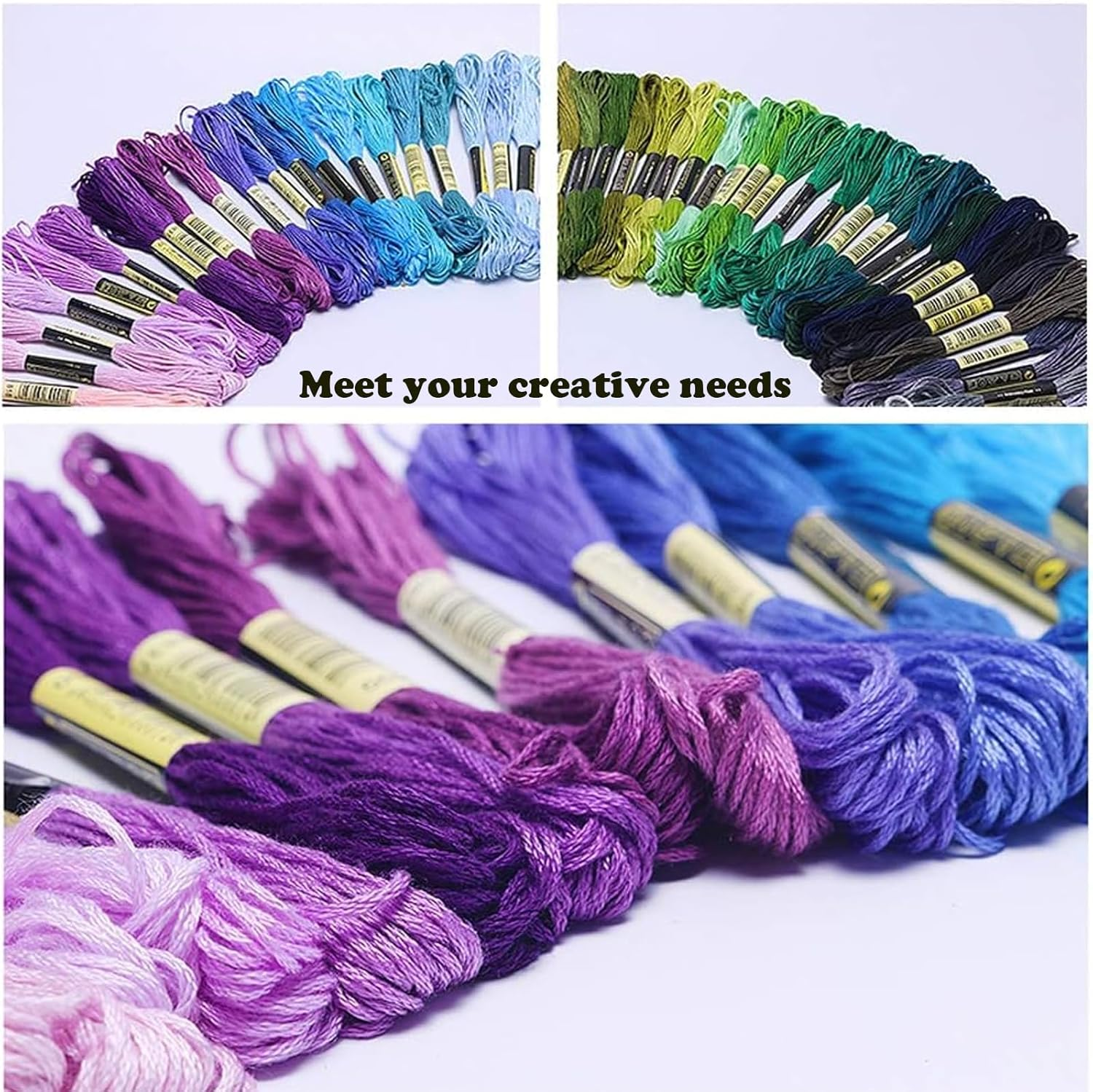 Embroidery Floss Kit - 100 Colors Thread for Cross Stitch, Sewing, Bracelet Crafts + 22 Pcs Accessories (100 Bags) image number 4