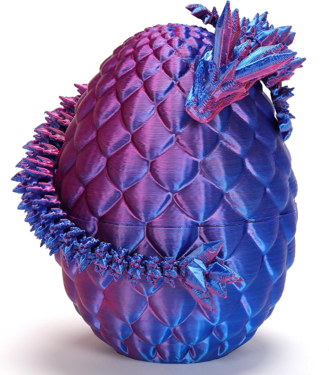 3D Printed Dragon, 3D Printed Dragon with Wings, 3D Printed Dragon Eggs with Dragon Inside, Dragon Fidget Toy, Articulated Crystal Dragon in Egg, Home Office Decor(Purple) (Dragon-Purple)