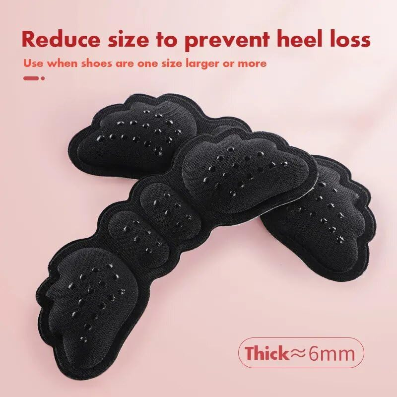 2-Pack Heel Grips &ndash; Anti-Slip Cushion Liners (6Mm Thick) &ndash; Sticky Fabric Heel Pads for Loose & Big Shoes, Blister Prevention &ndash; Shoe Inserts for Women & Men &ndash; Fits High Heels, Sneakers, Dress Shoes (Black (6Mm))